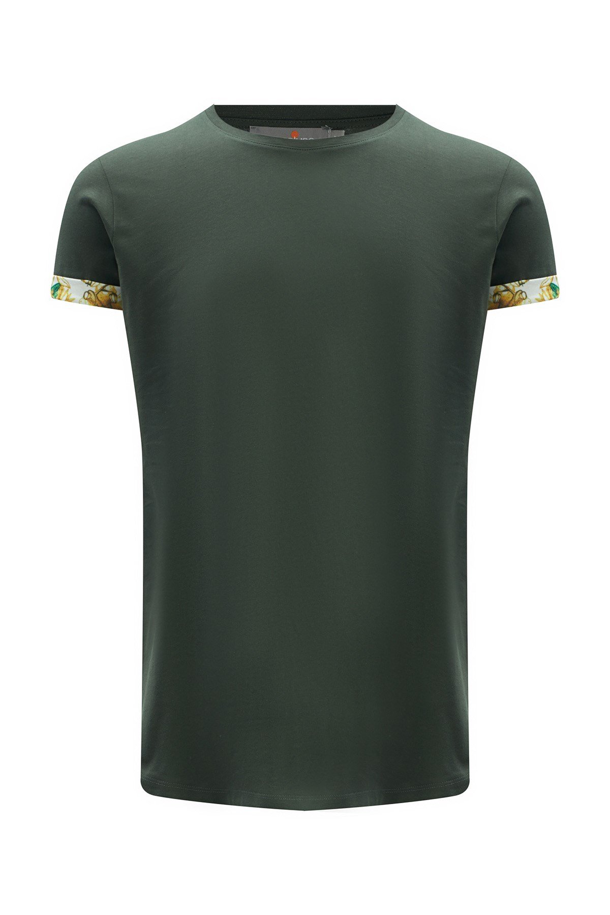 Peraluna Kol Ucu Desenli Uzun Haki Pamuklu T-Shirt