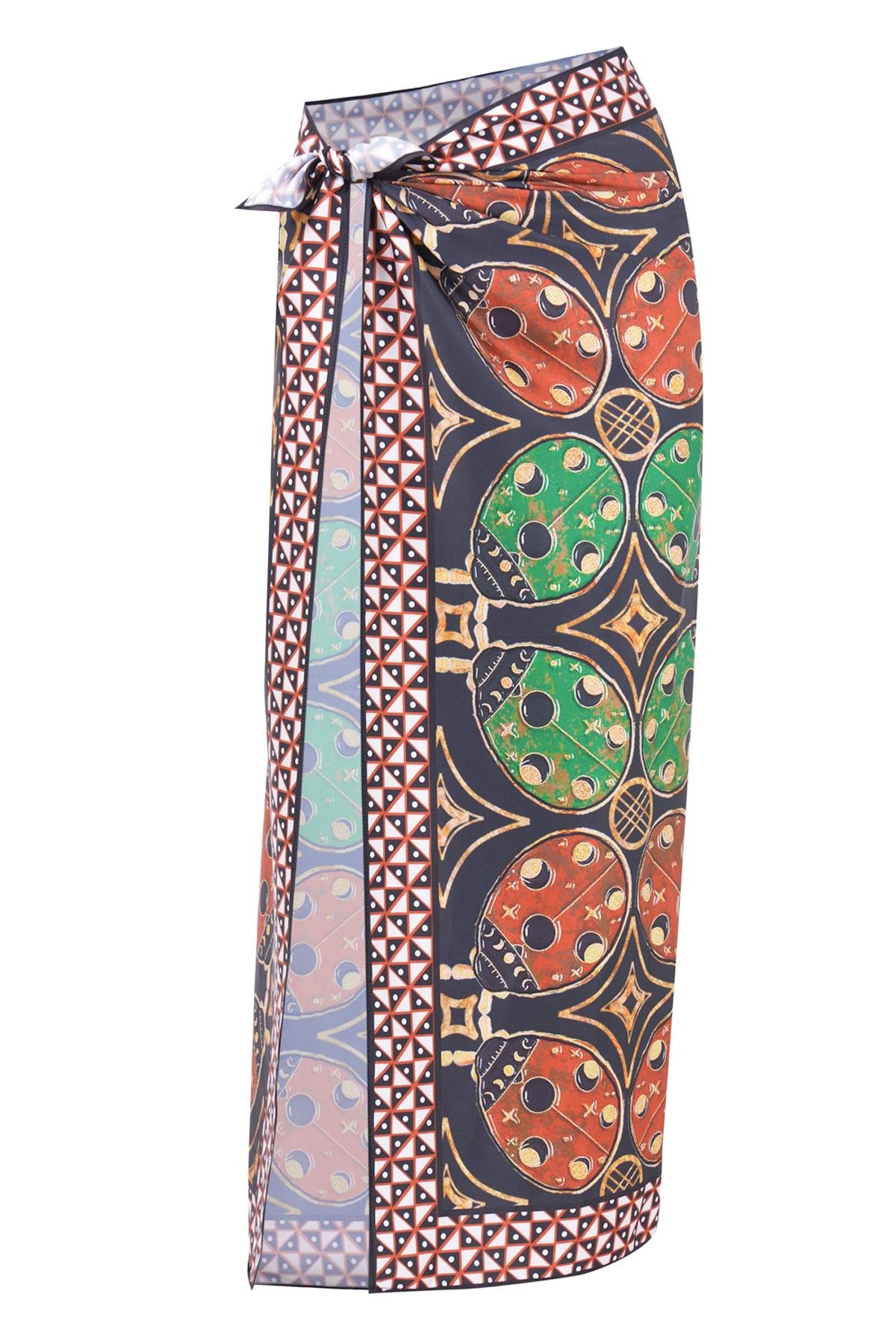 Peraluna LADYBUG SCARFE Uğurböceği Baskılı Saten Eşarp - Çok Renkli