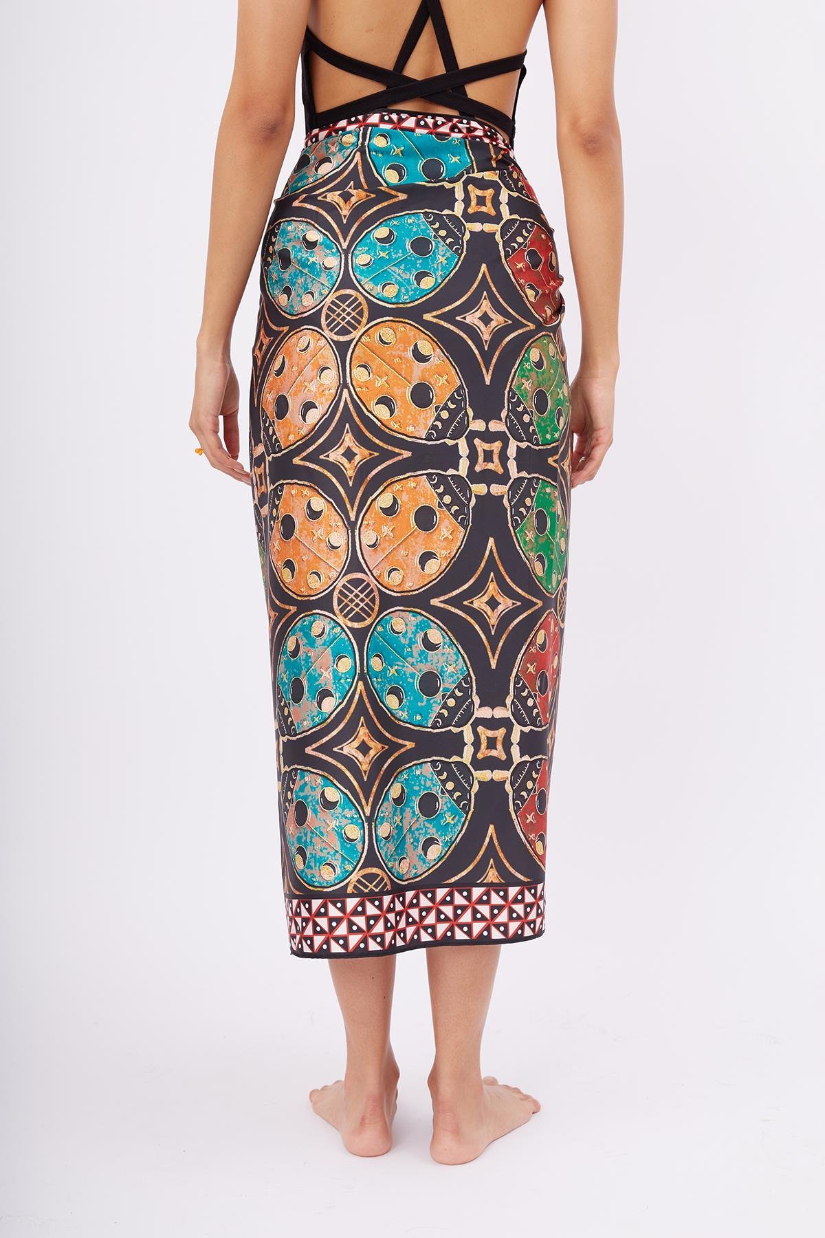 Peraluna LADYBUG SCARFE Uğurböceği Baskılı Saten Eşarp - Çok Renkli