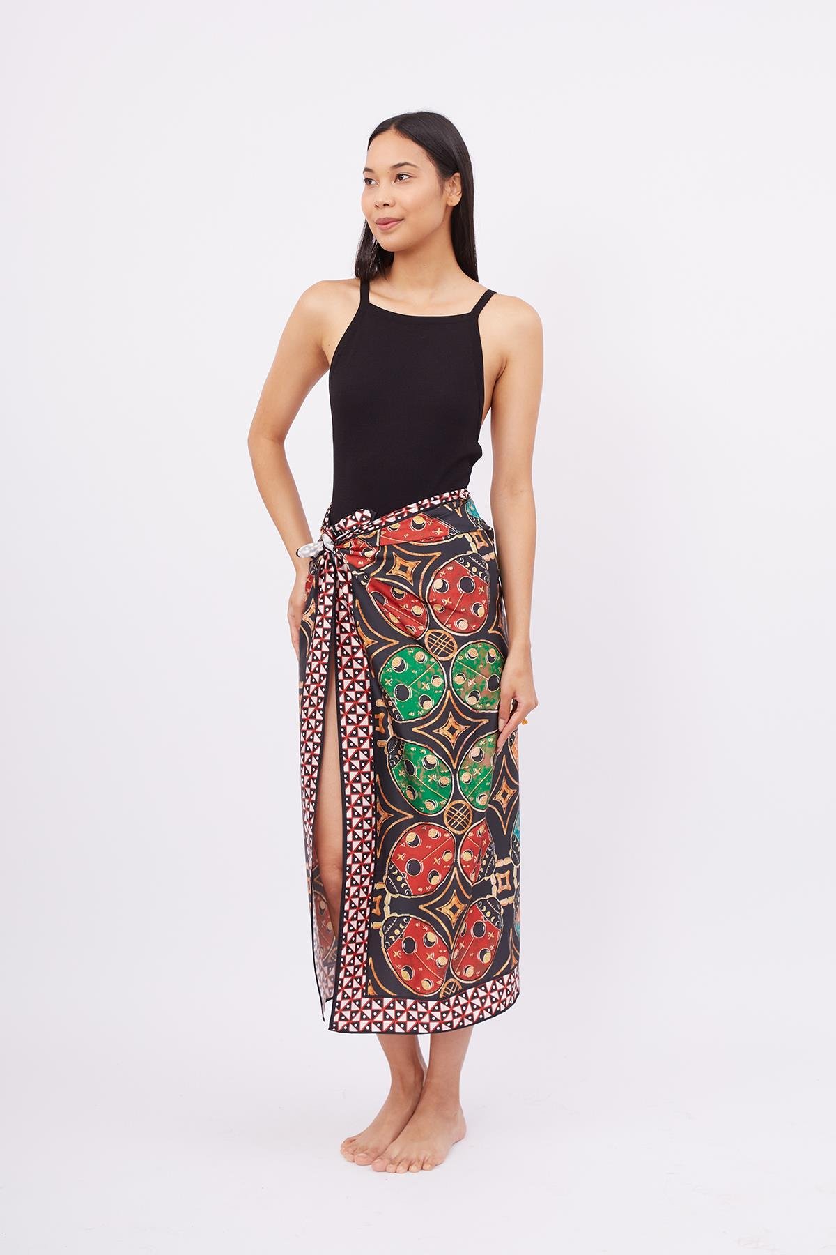 Peraluna LADYBUG SCARFE Uğurböceği Baskılı Saten Eşarp - Çok Renkli