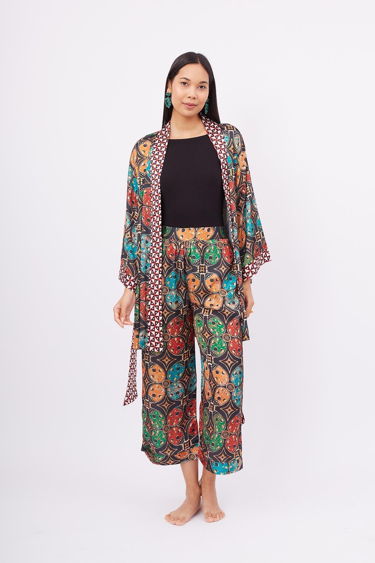 Peraluna LADYBUG TROUSER Uğur Böceği Baskılı Kadın Triko Pantolon - Çok Renkli