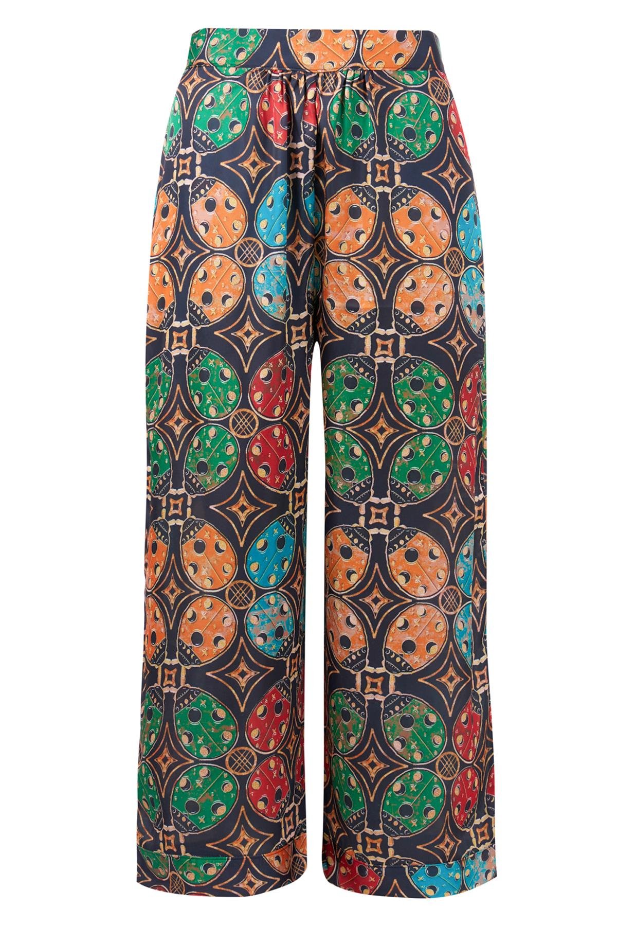 Peraluna LADYBUG TROUSER Uğur Böceği Baskılı Kadın Triko Pantolon - Çok Renkli