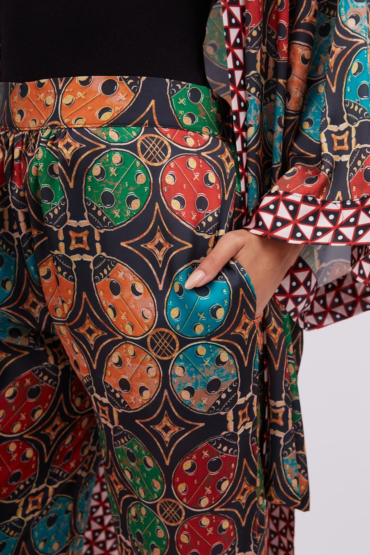 Peraluna LADYBUG TROUSER Uğur Böceği Baskılı Kadın Triko Pantolon - Çok Renkli