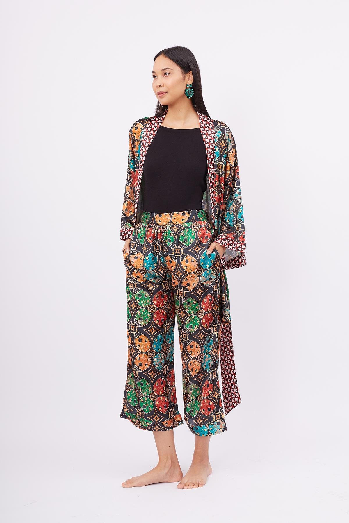 Peraluna LADYBUG TROUSER Uğur Böceği Baskılı Kadın Triko Pantolon - Çok Renkli