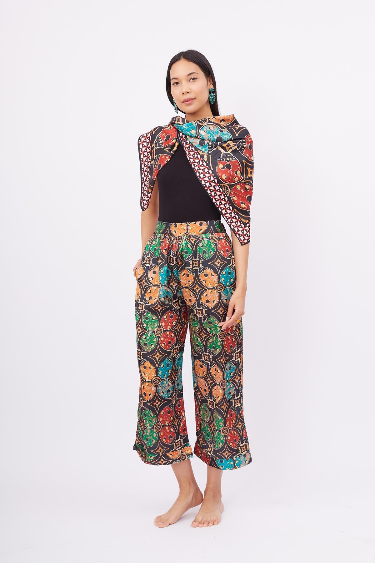 Peraluna LADYBUG TROUSER Uğur Böceği Baskılı Kadın Triko Pantolon - Çok Renkli