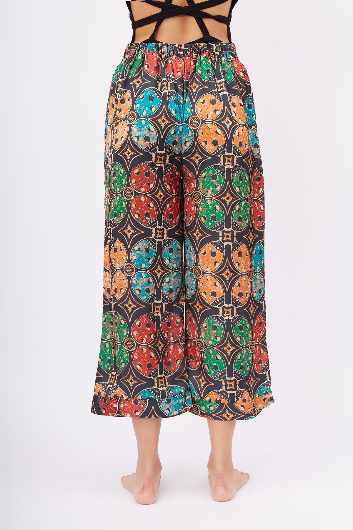 Peraluna LADYBUG TROUSER Uğur Böceği Baskılı Kadın Triko Pantolon - Çok Renkli