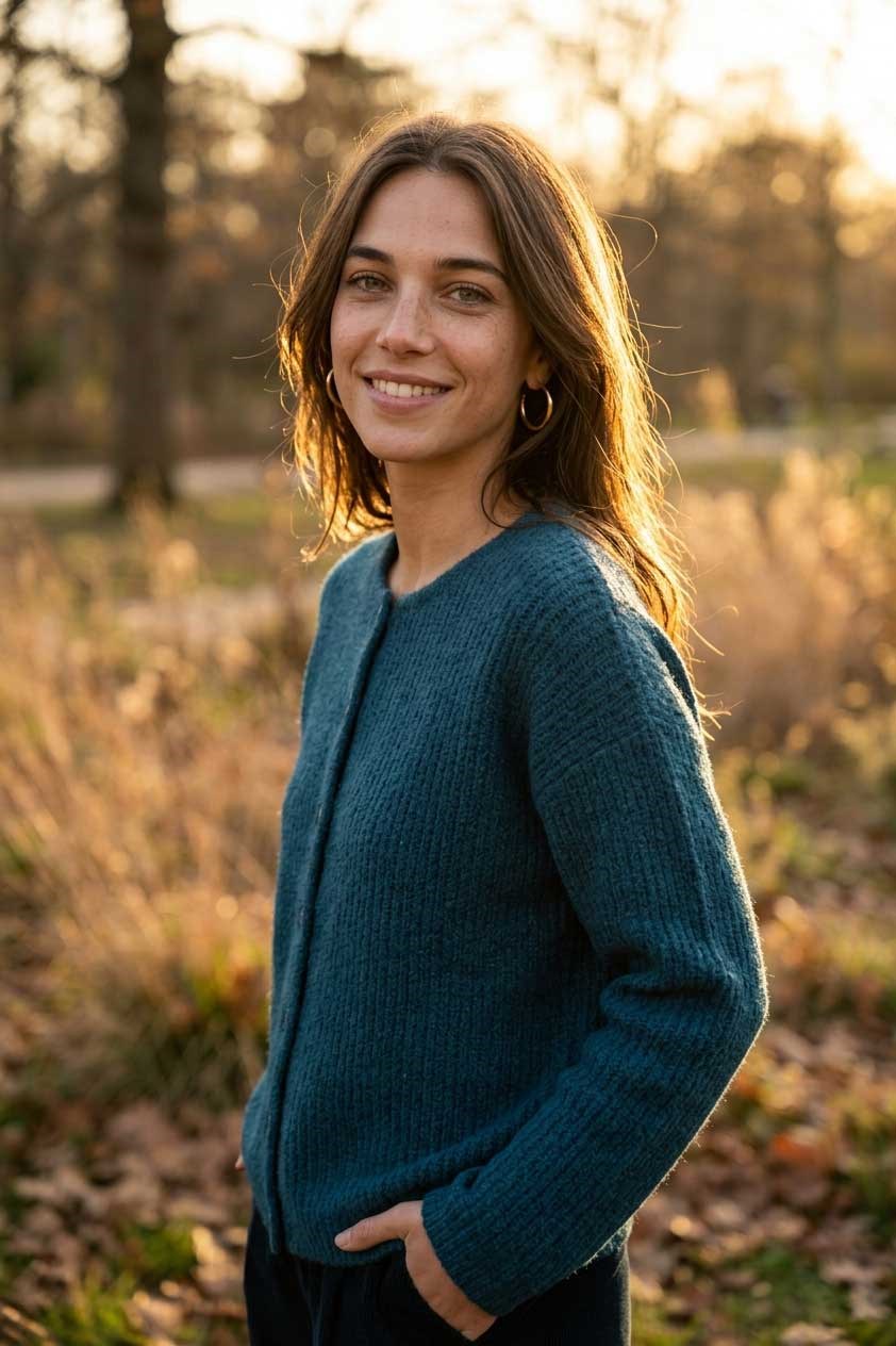 Peraluna Latina Cardigan - Selanik Örgü Kadın Hırka - Petrol Mavi