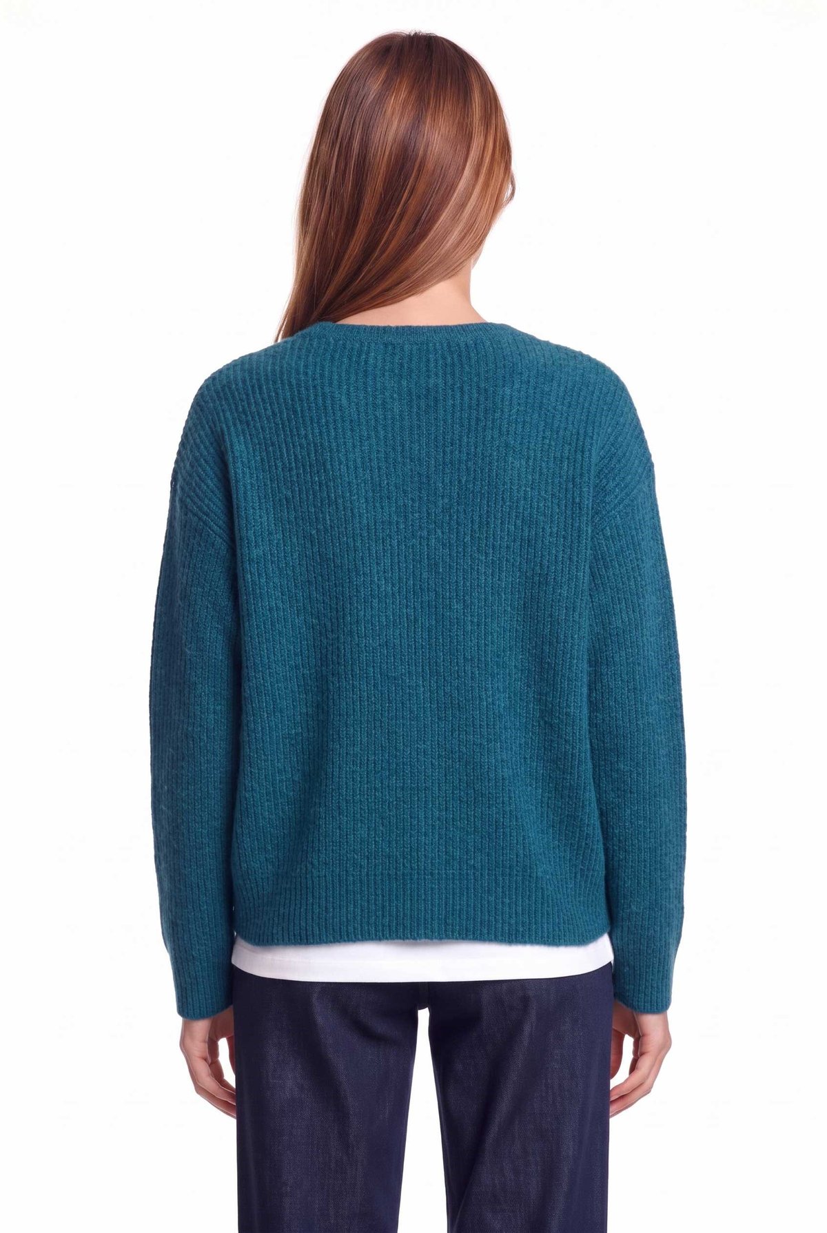 Peraluna Latina Cardigan - Selanik Örgü Kadın Hırka - Petrol Mavi