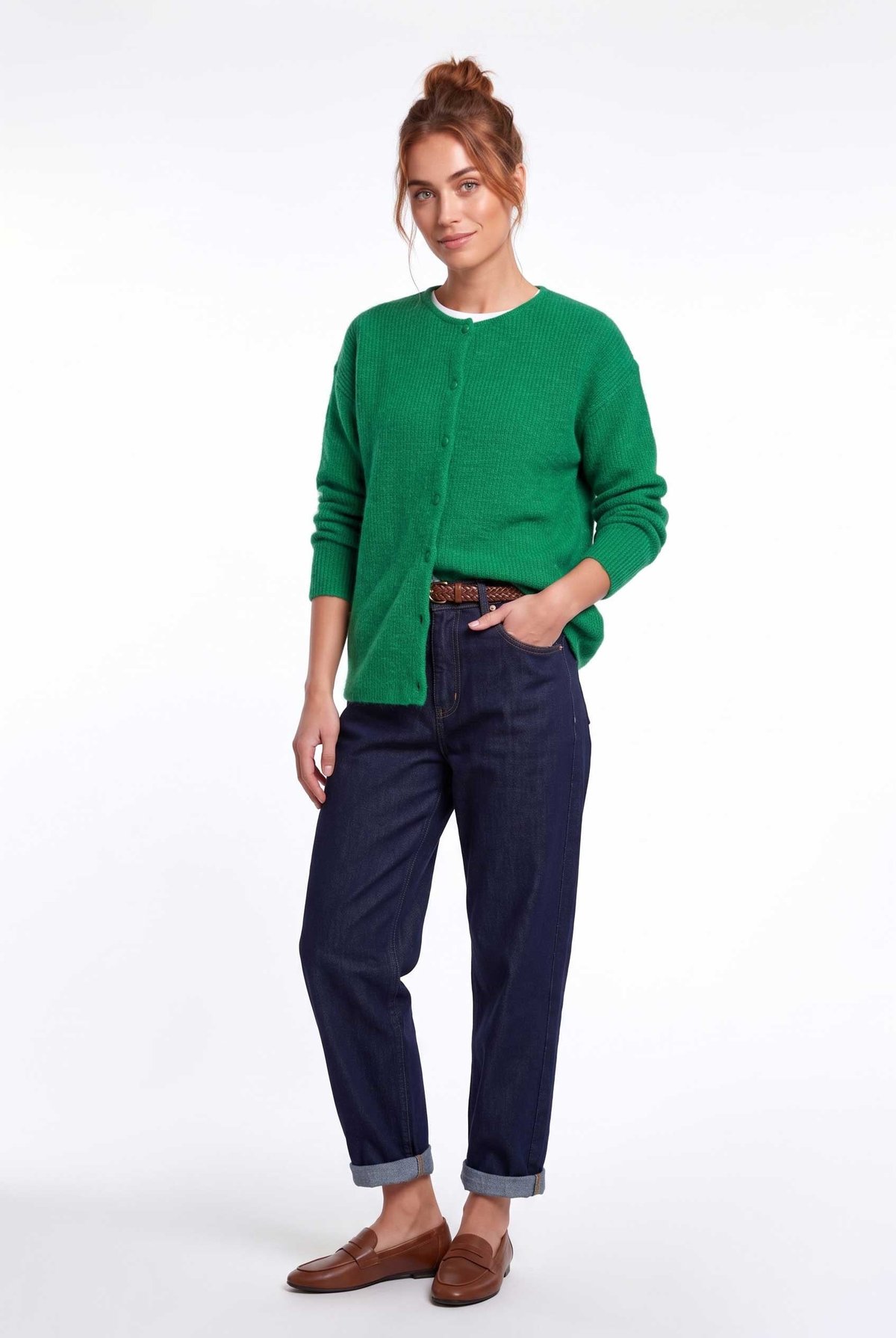 Peraluna Latina Cardigan - Selanik Örgü Kadın Hırka - Yeşil