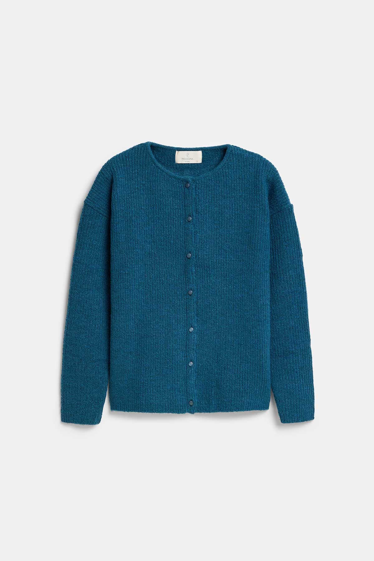 Peraluna Latina Cardigan - Selanik Örgü Kadın Hırka - Petrol Mavi