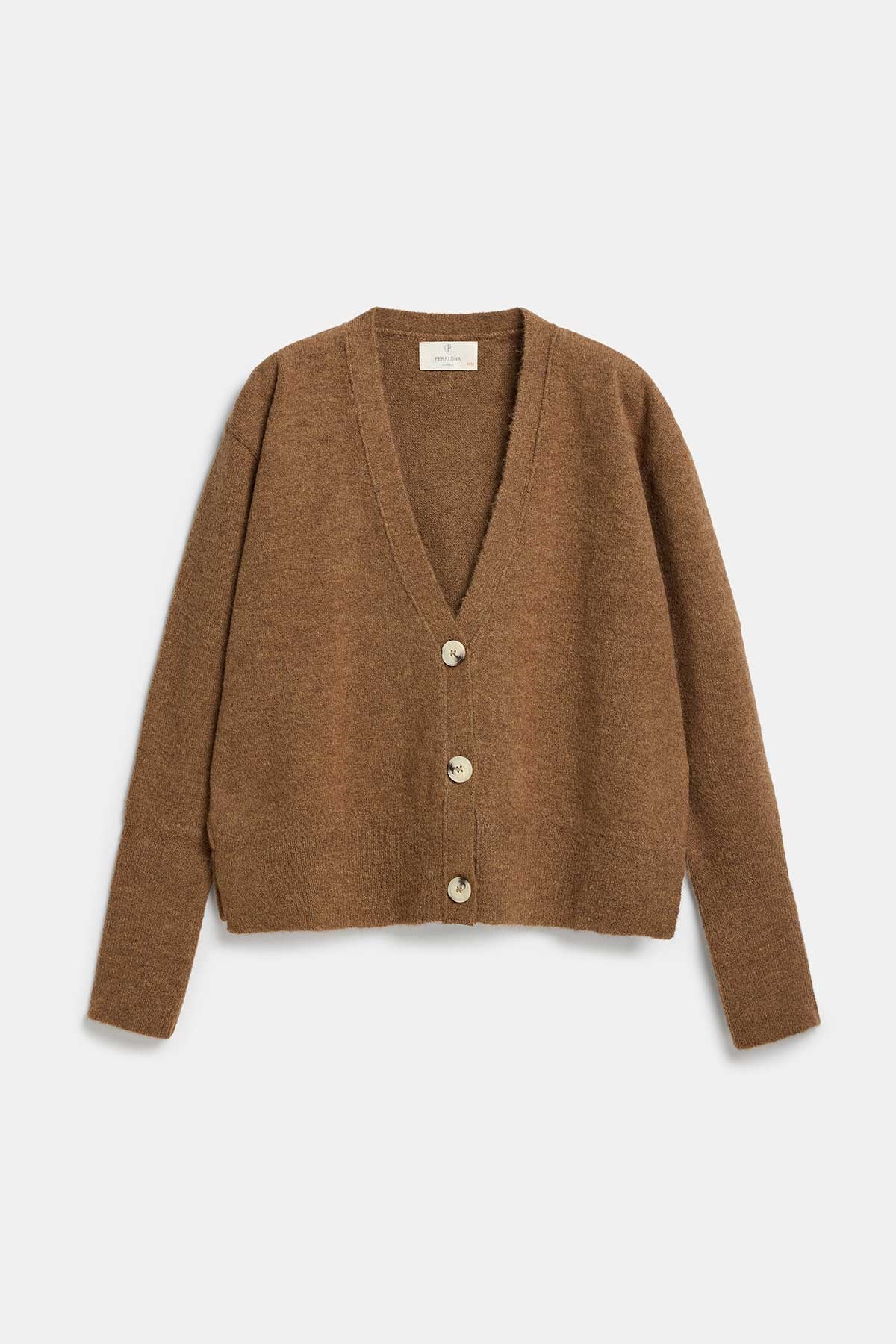 Peraluna Livorno Cardigan, Bol Kesim Kadın Triko Hırka - Kahve Melanj