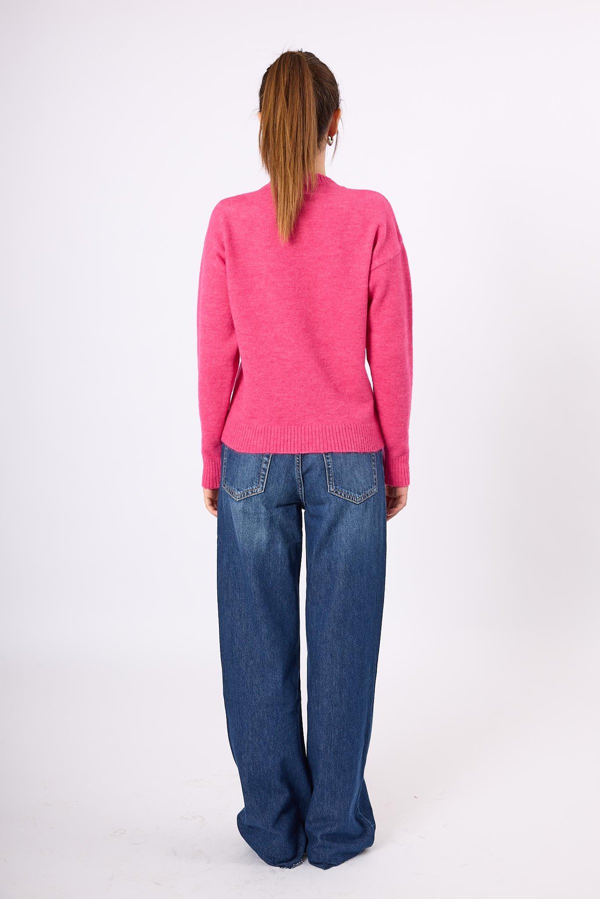 Peraluna Lorna Boncuk İşlemeli Kadın Triko Kazak - Fuşya