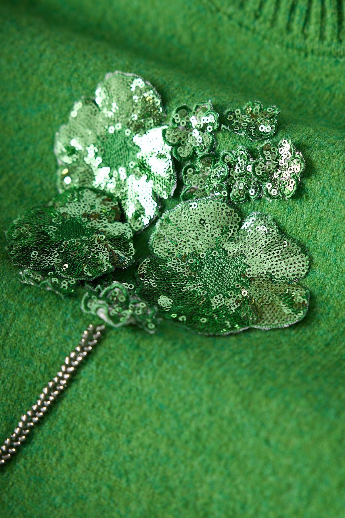 Peraluna Lorna Boncuk İşlemeli Kadın Triko Kazak - Açık Yeşil