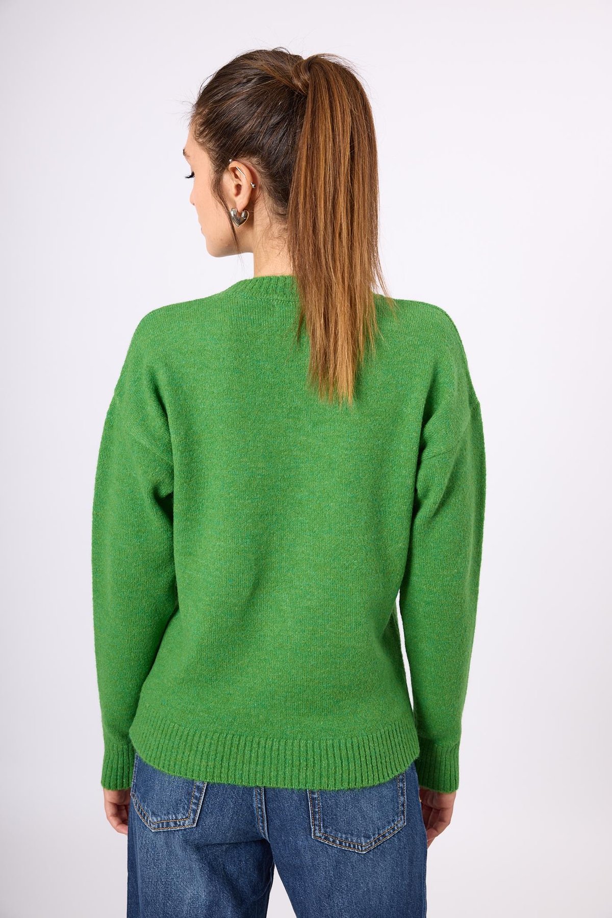 Peraluna Lorna Boncuk İşlemeli Kadın Triko Kazak - Açık Yeşil