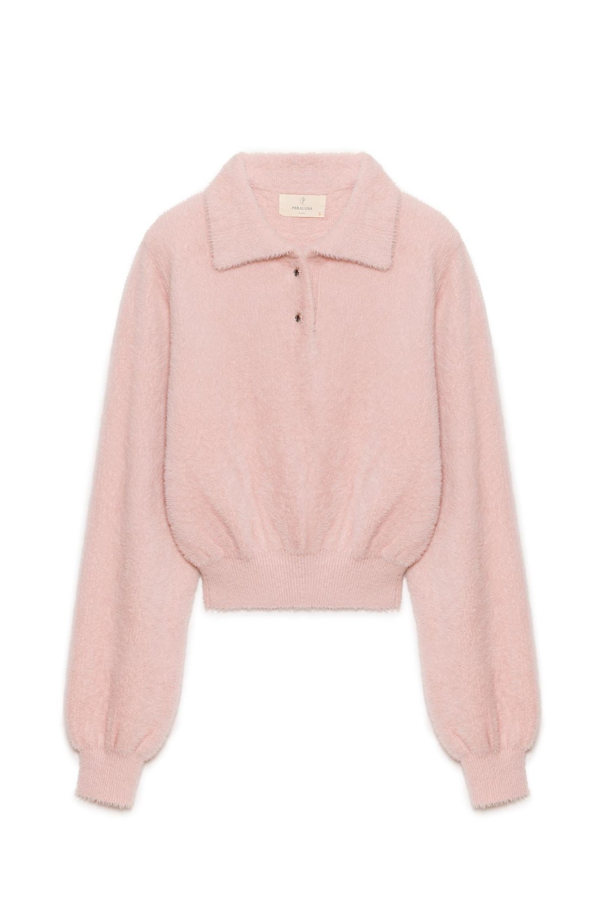 Peraluna Lucy Polo Neck Womens Knitted Crop Top - Light Pink