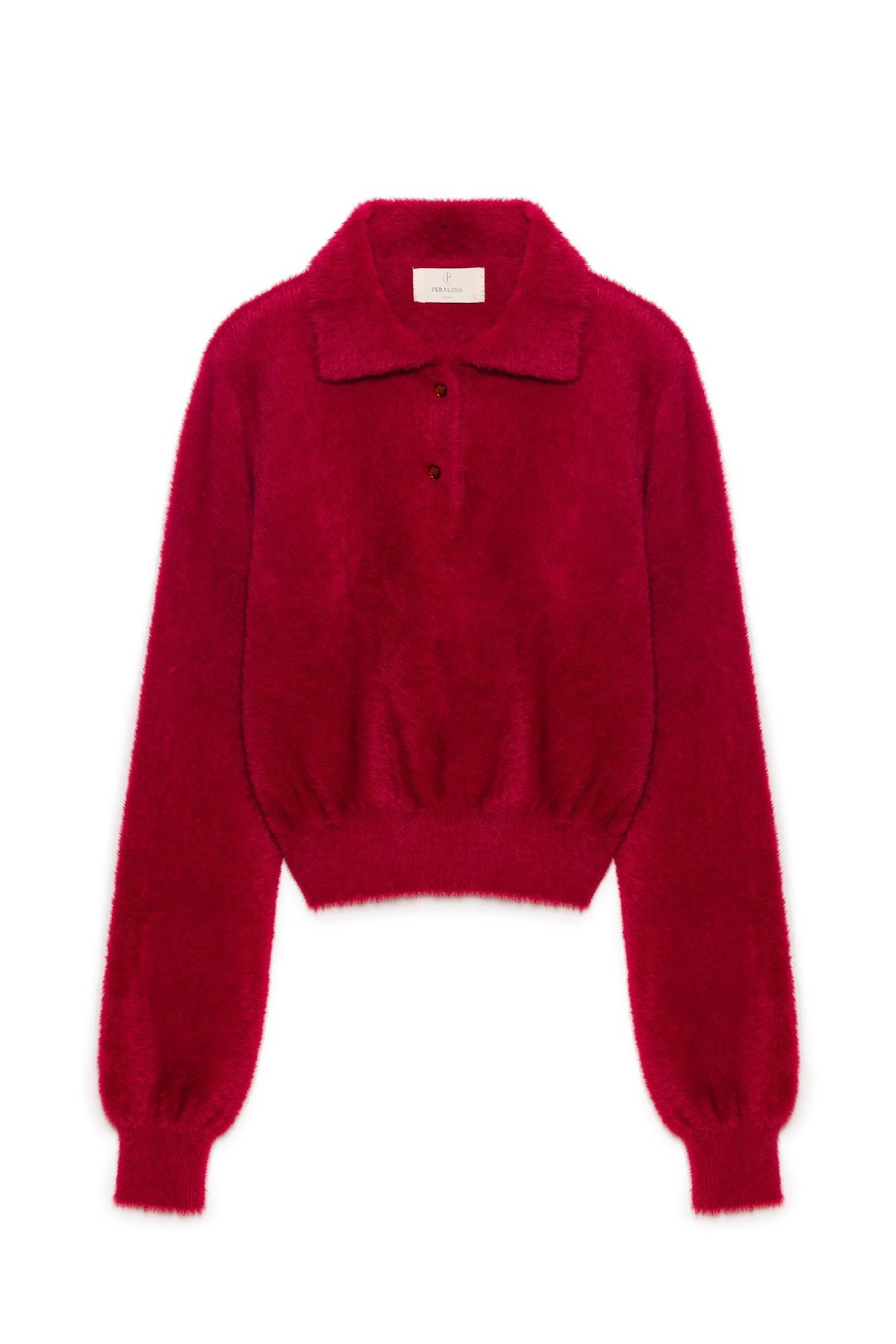 Peraluna Lucy Polo Neck Womens Knitted Crop Top - Burgundy