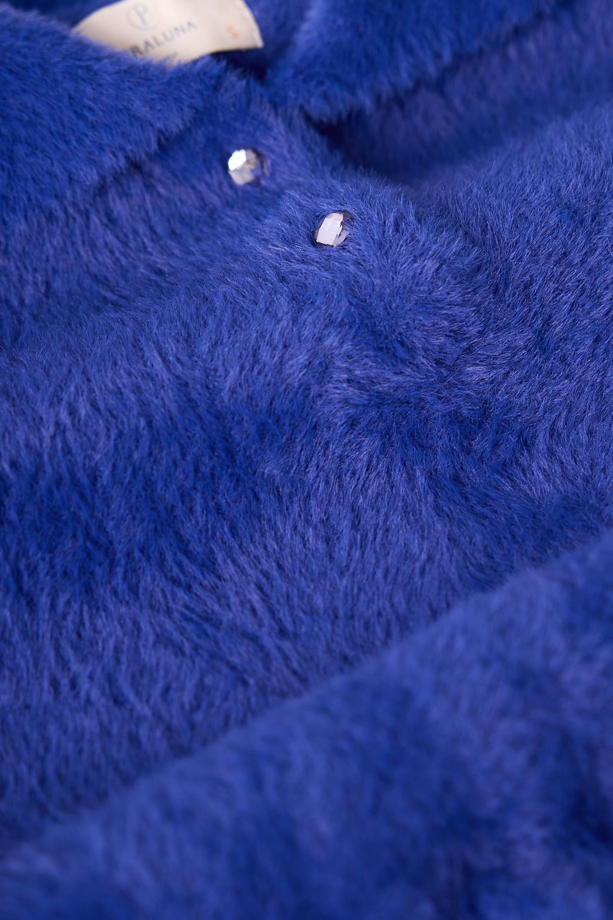 Peraluna Lucy Krop Kesim Polo Yaka Kadın Triko Bluz - Saks Mavi