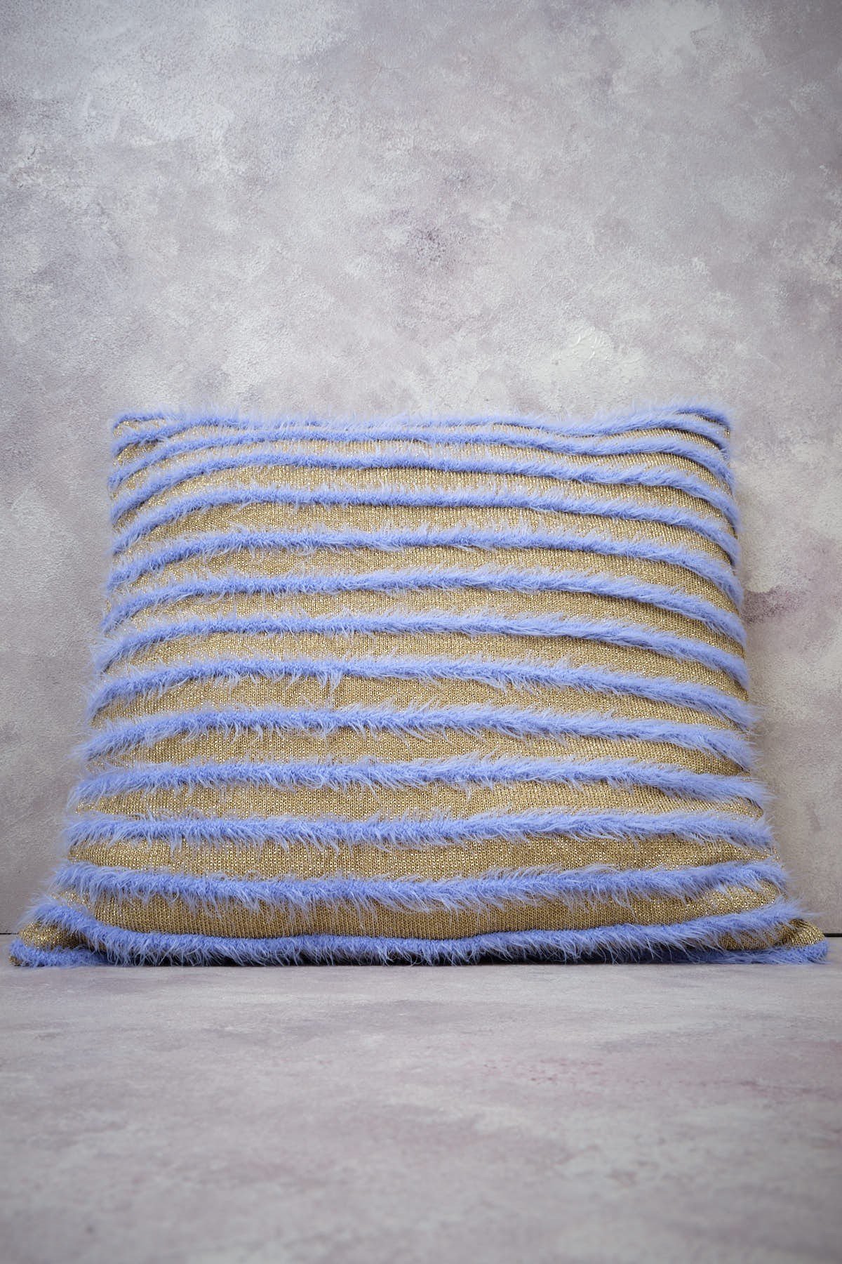 Peraluna LUXURY PILLOW Glitter Striped Knitwear Pillowcase 45X45 cm. - Light Lilac/Gold
