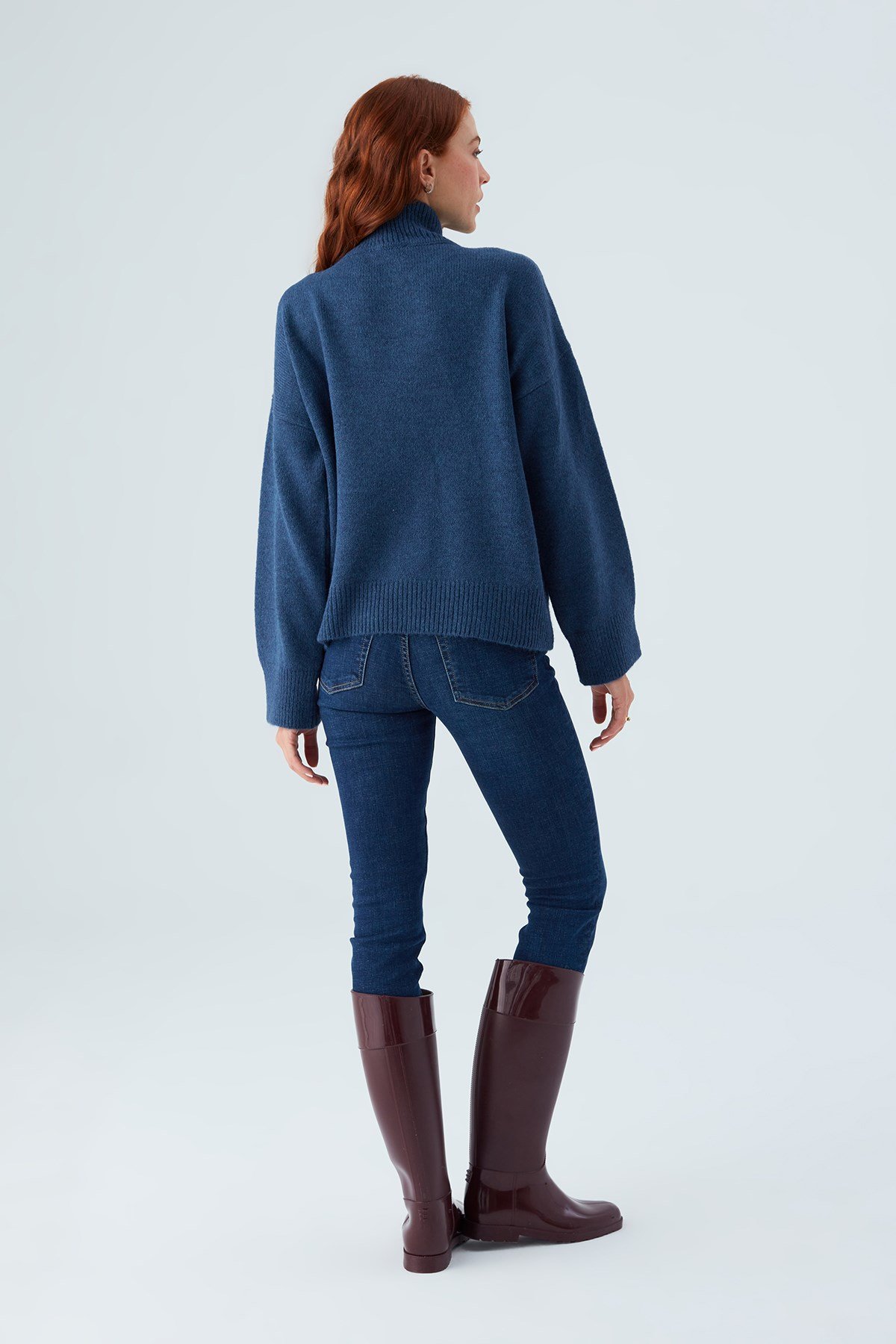 Peraluna MACUMBA PULLOVER Balıkçı Yaka Yumuşak Dokulu Kadın Triko Kazak İndigo