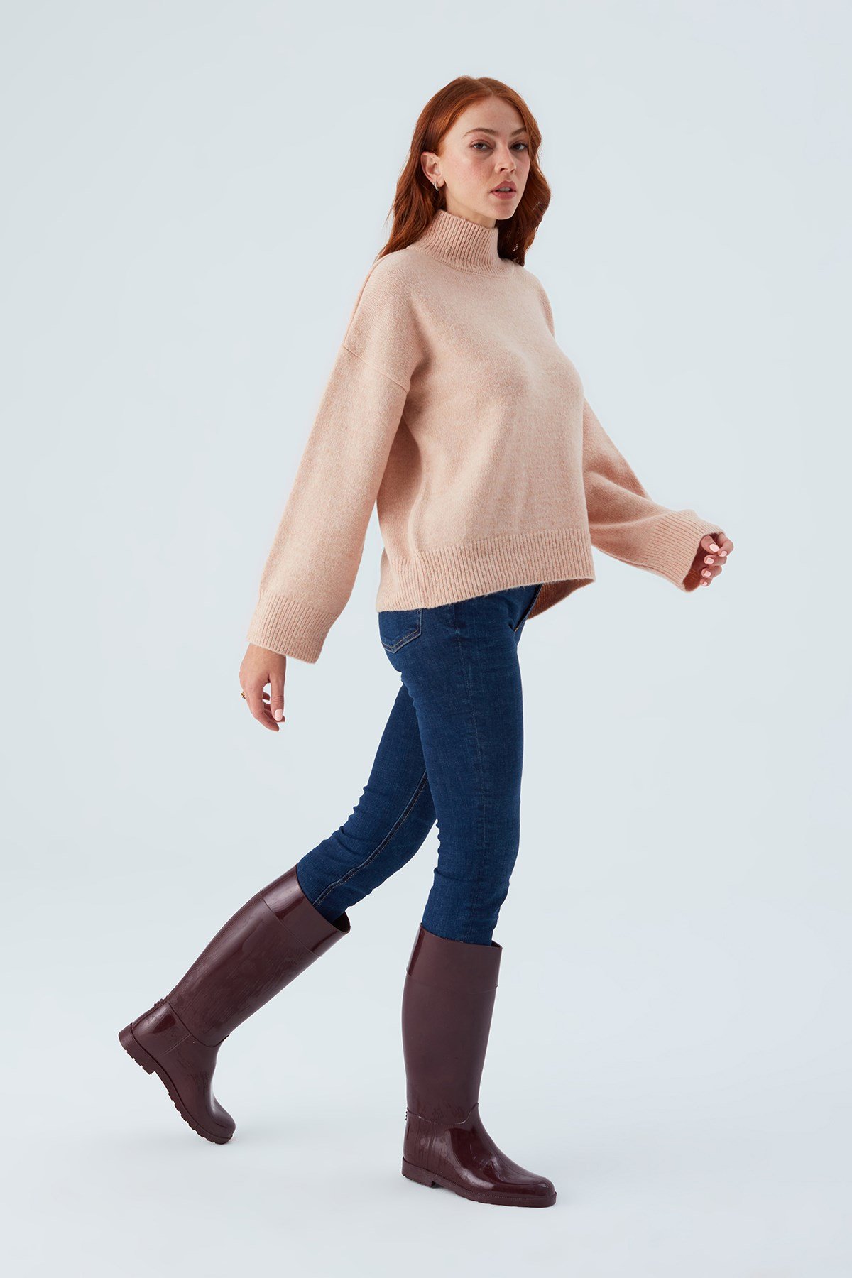 Peraluna MACUMBA PULLOVER Balıkçı Yaka Yumuşak Dokulu Kadın Triko Kazak Açık Pembe