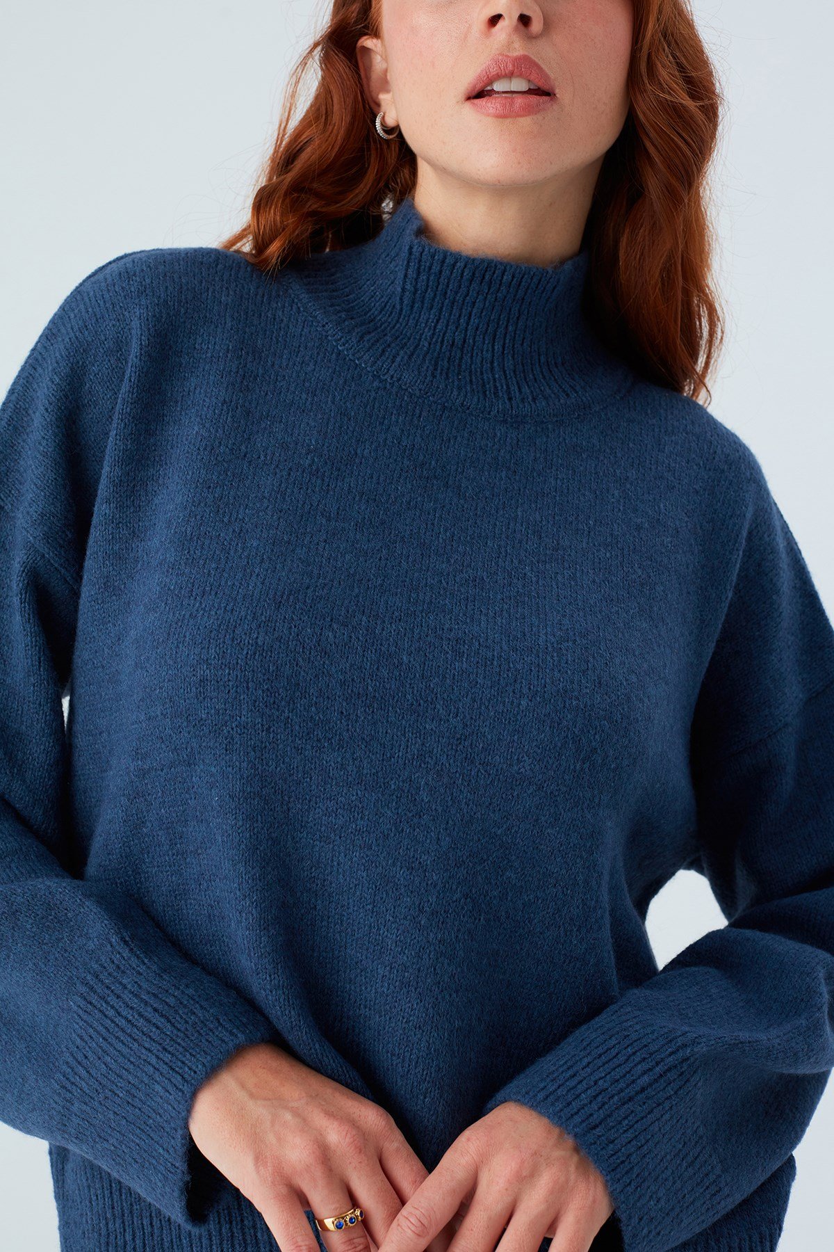 Peraluna MACUMBA PULLOVER Balıkçı Yaka Yumuşak Dokulu Kadın Triko Kazak İndigo