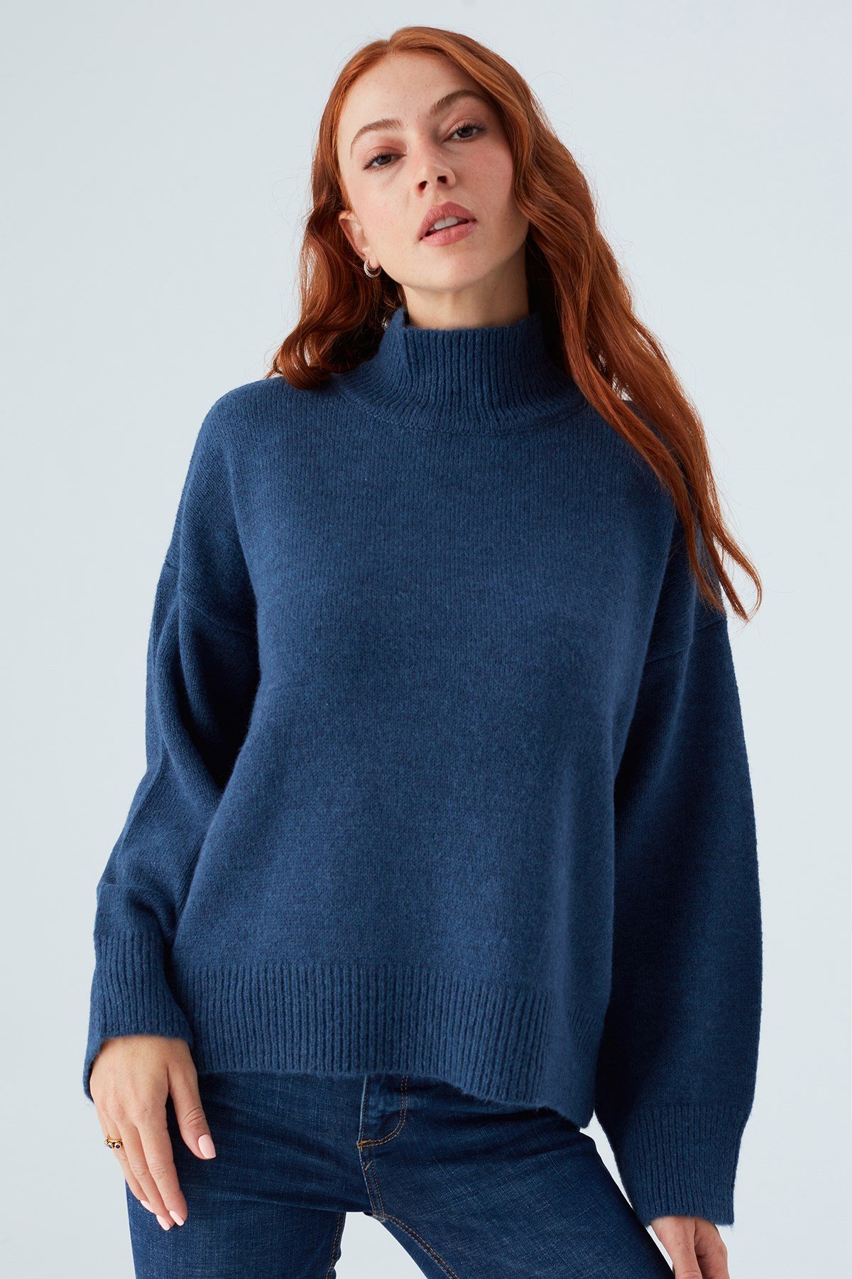 Peraluna MACUMBA PULLOVER Balıkçı Yaka Yumuşak Dokulu Kadın Triko Kazak İndigo