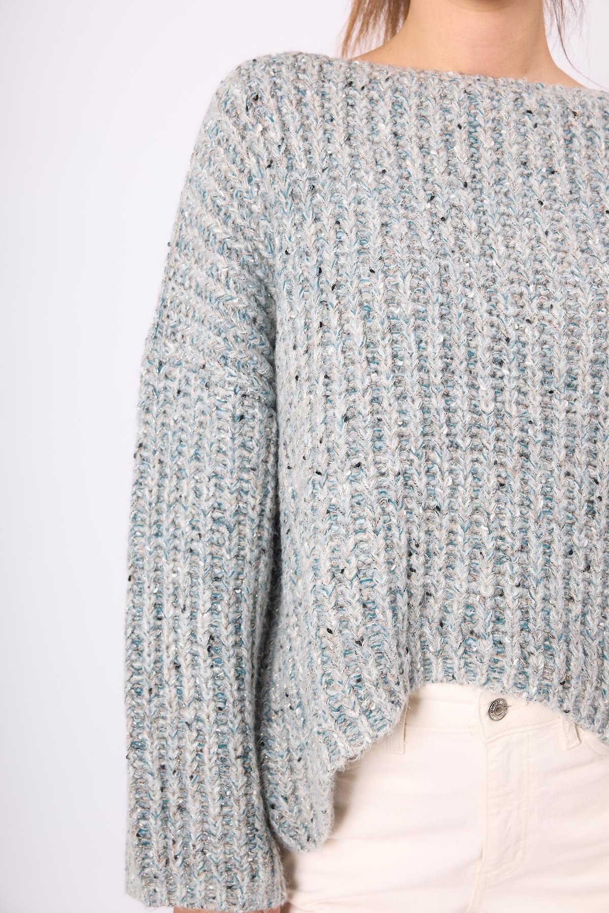 Peraluna Maggie Selanik Örgü Kalın Triko Kazak - Gri Multi