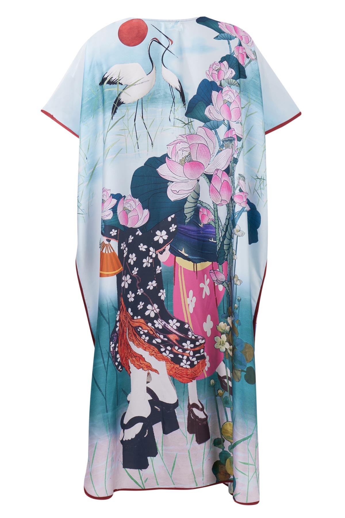 Peraluna MAGIC MOMENTS LONG DRESS Anne Kız Baskılı 130 CM Uzun Saten Kolsuz Elbise - Çok Renkli