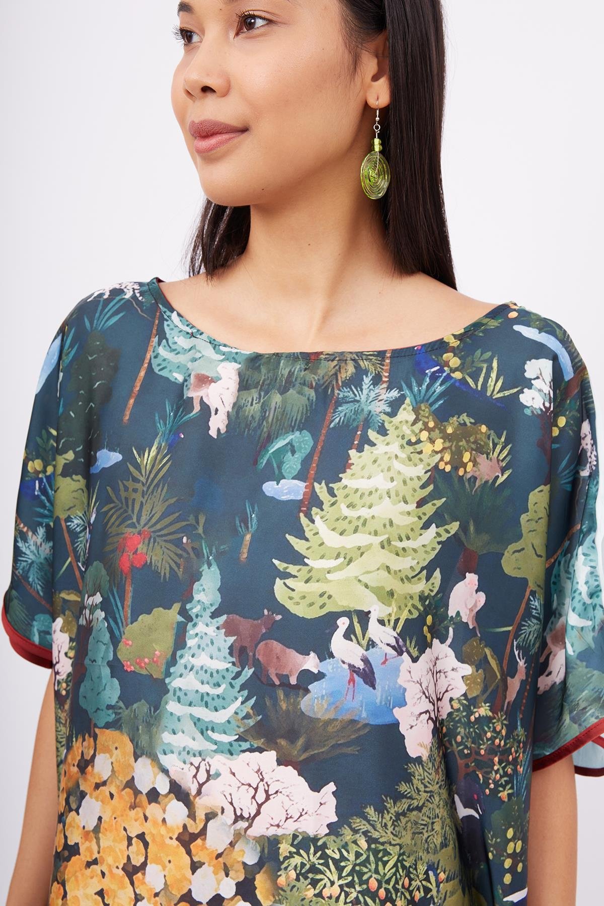 Peraluna MAGIC MOMENTS LONG DRESS Anne Kız Baskılı 130 CM Uzun Saten Kolsuz Elbise - Çok Renkli