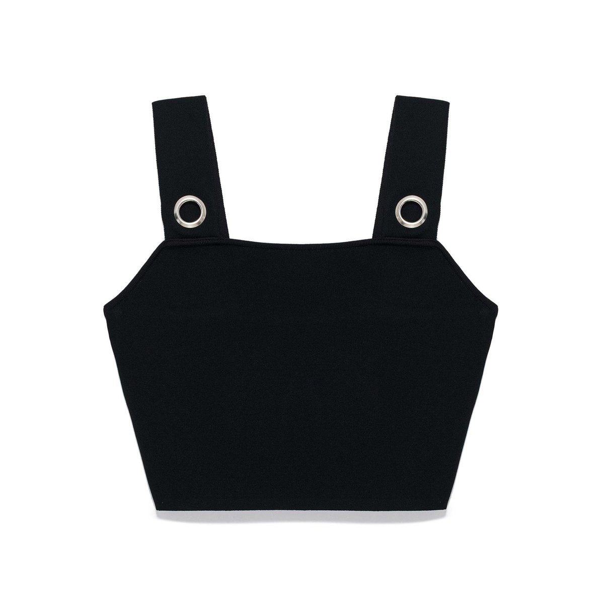 Peraluna Martha, Düz Örgü, Geniş Askılı Kadın Rayon Triko Bralet  - SİYAH