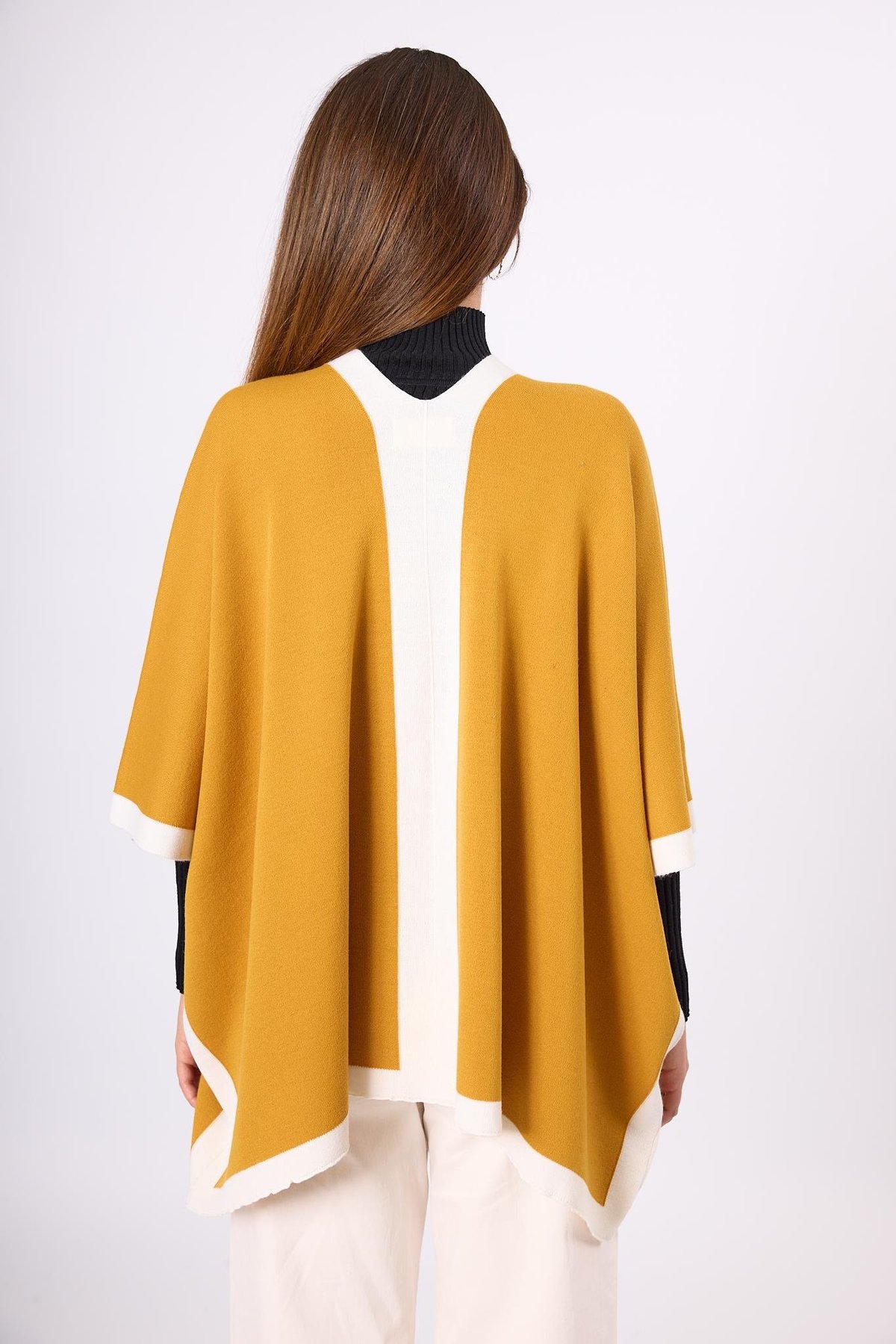 Peraluna Mary Kadın Triko Panço - Hardal