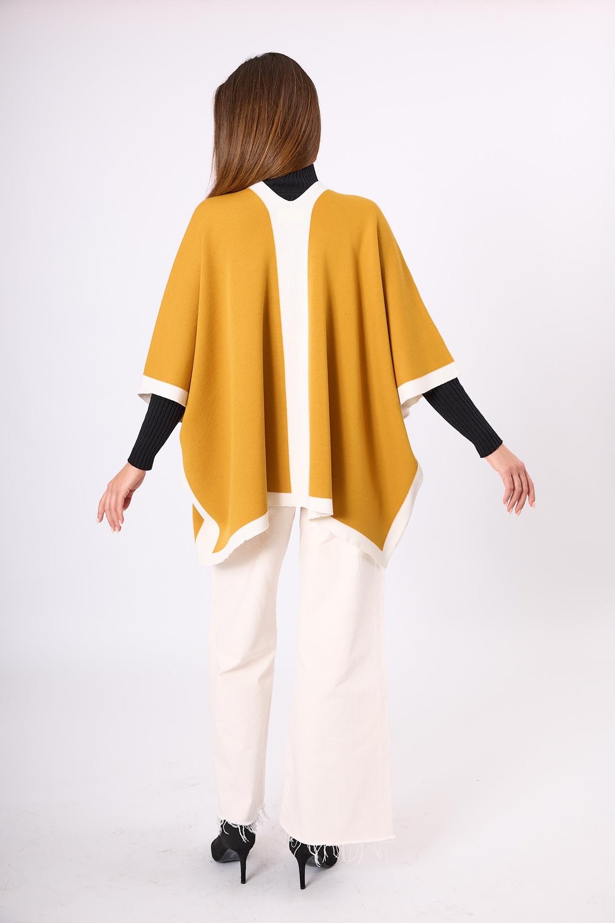 Peraluna Mary Kadın Triko Panço - Hardal