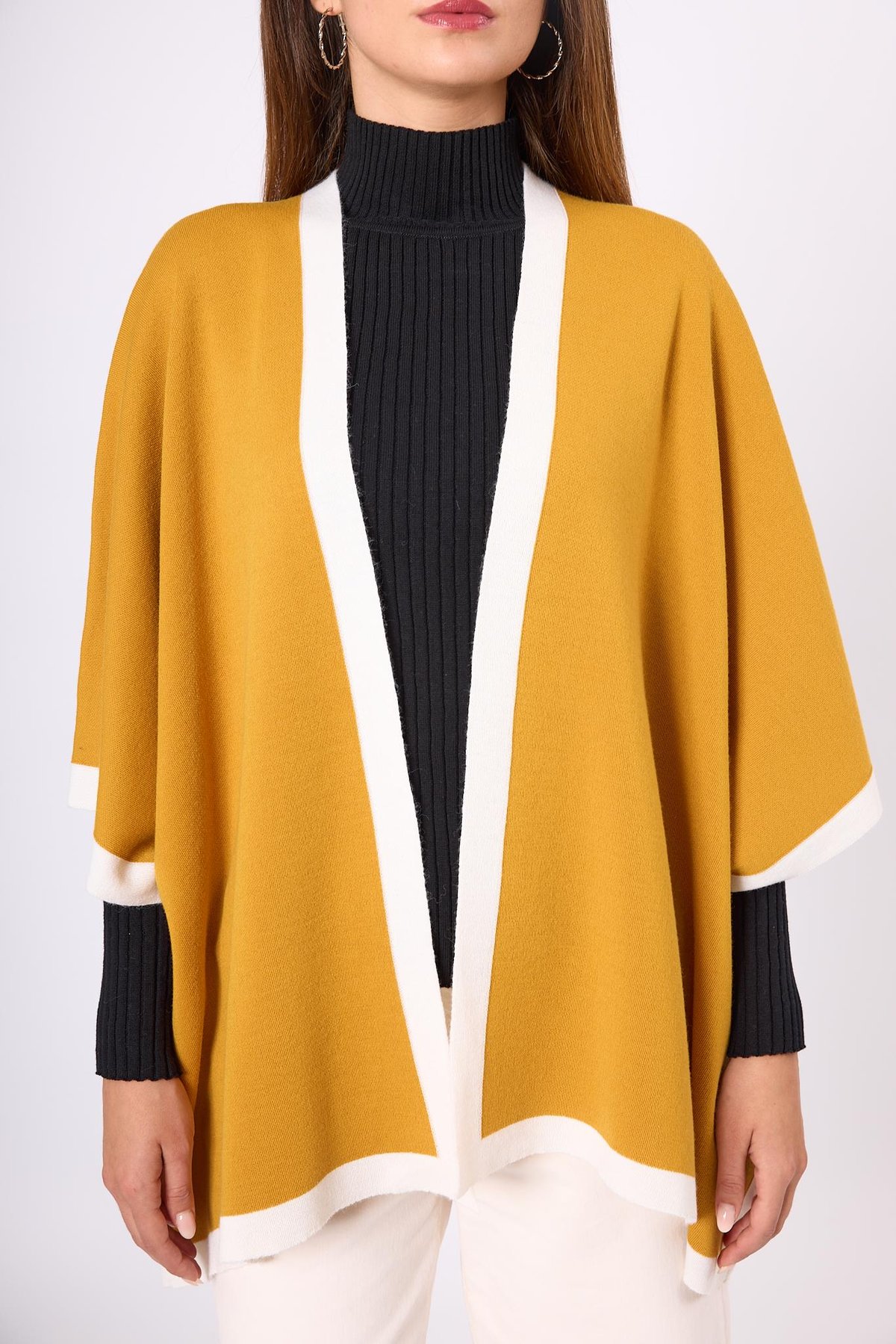 Peraluna Mary Kadın Triko Panço - Hardal