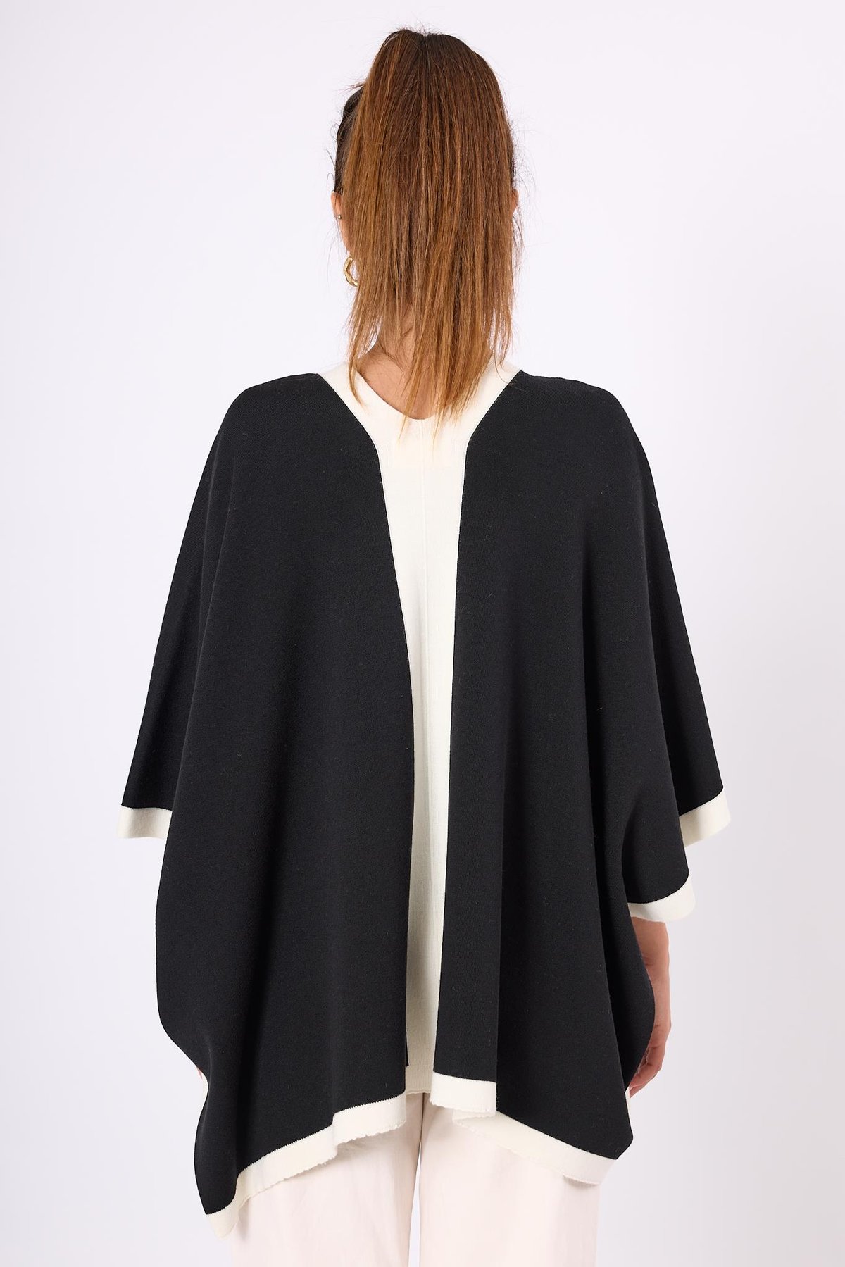 Peraluna Mary Kadın Triko Panço - Siyah