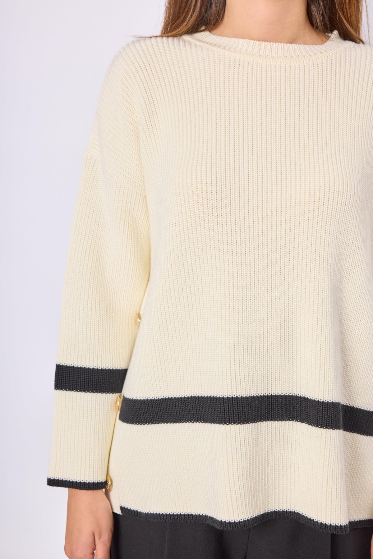 Peraluna Matilda Bol Kesim Kadın Triko Kazak - Ekru