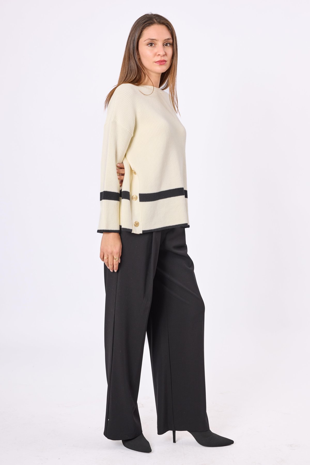 Peraluna Matilda Bol Kesim Kadın Triko Kazak - Ekru