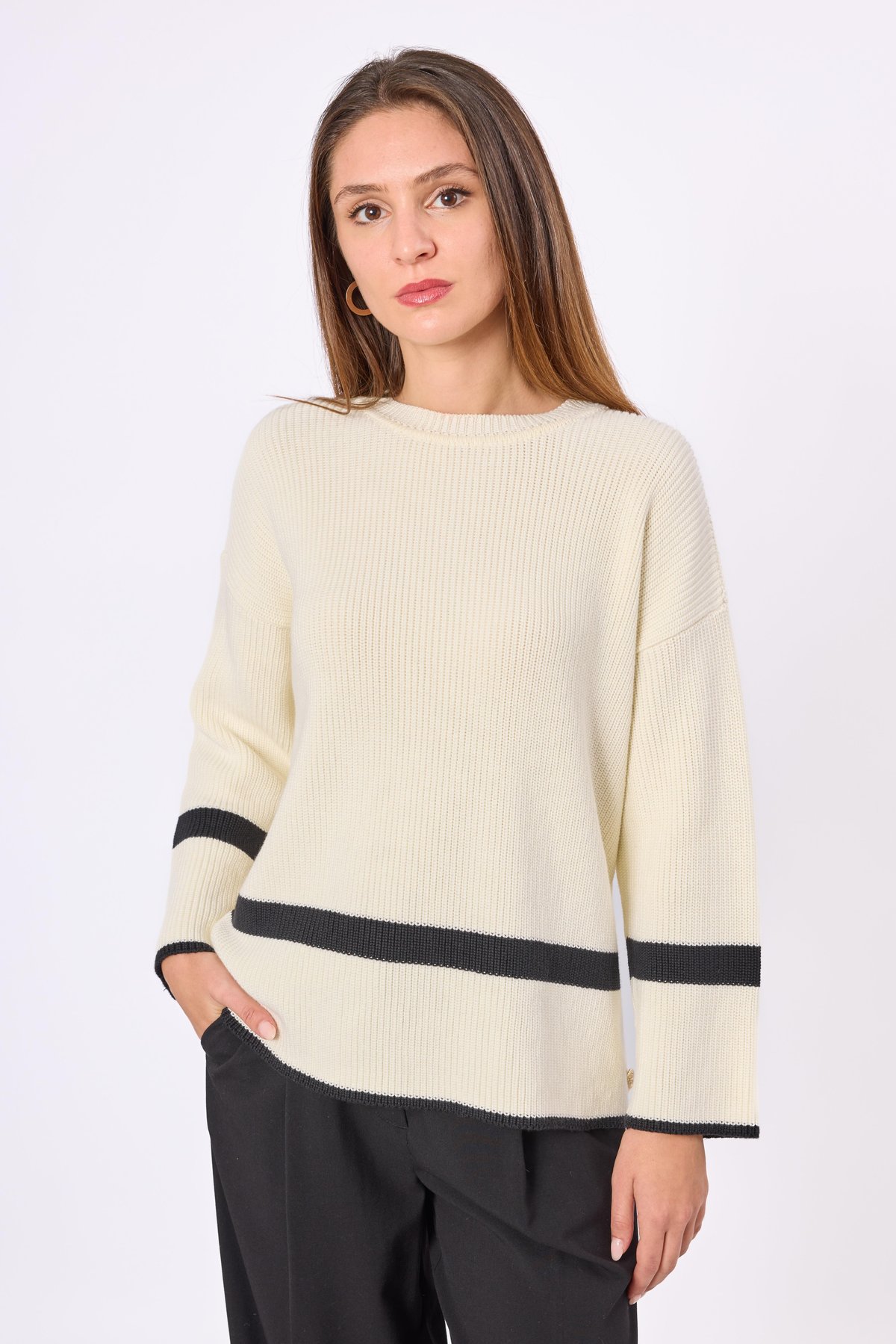 Peraluna Matilda Bol Kesim Kadın Triko Kazak - Ekru