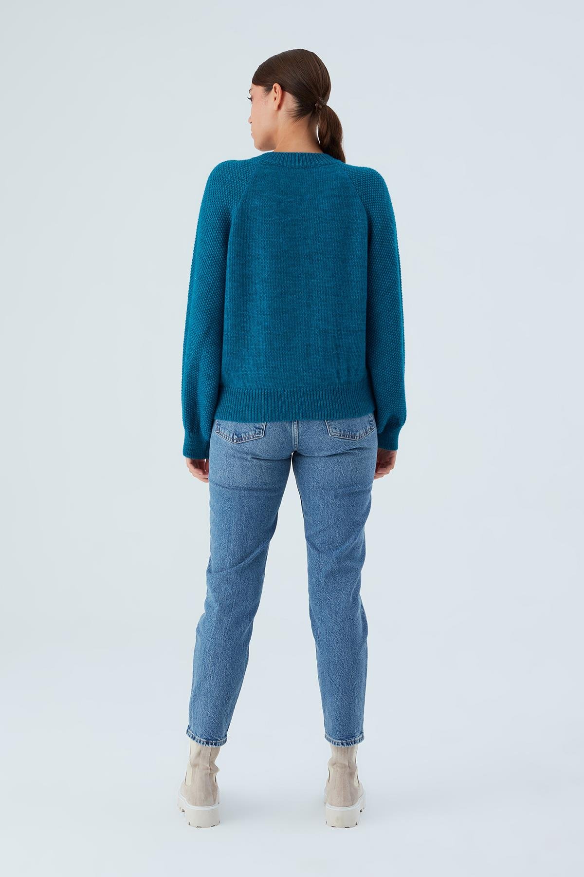 Peraluna MAY CARDIGAN Cable Knit Button Loose Cut Women Knitwear Cardigan - Turquoise