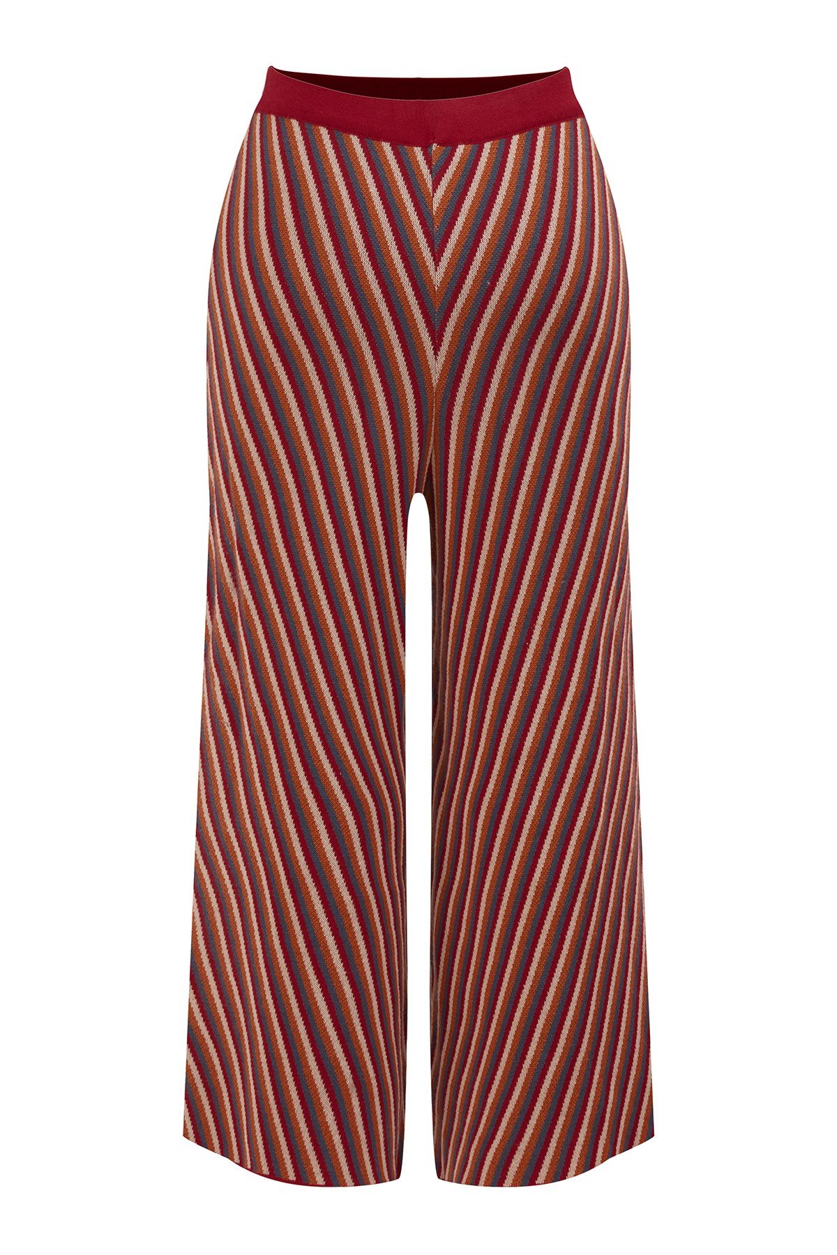 Peraluna MENTHA TROUSER Etnik Jakar Çizgili Kadın Triko Pantolon Multi