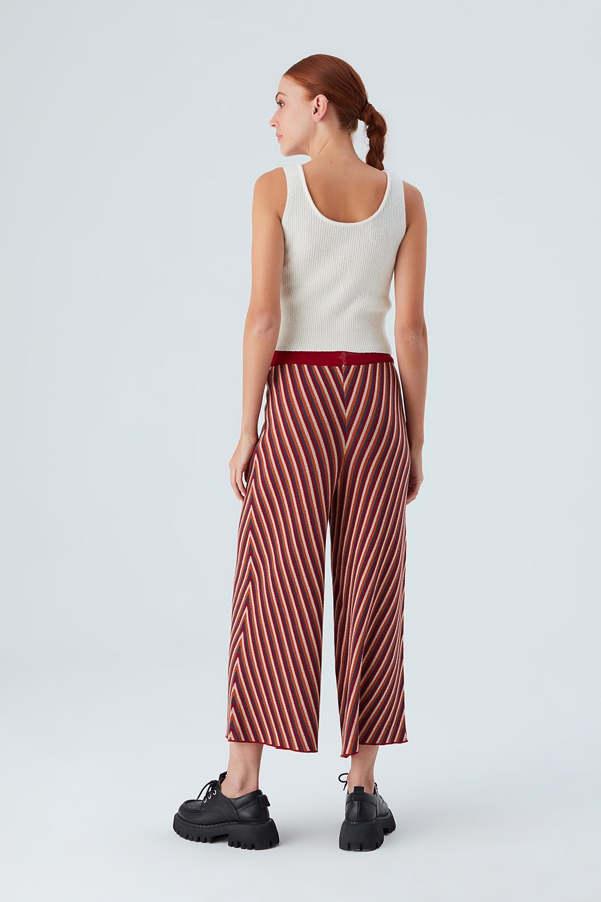 Peraluna MENTHA TROUSER Etnik Jakar Çizgili Kadın Triko Pantolon Multi