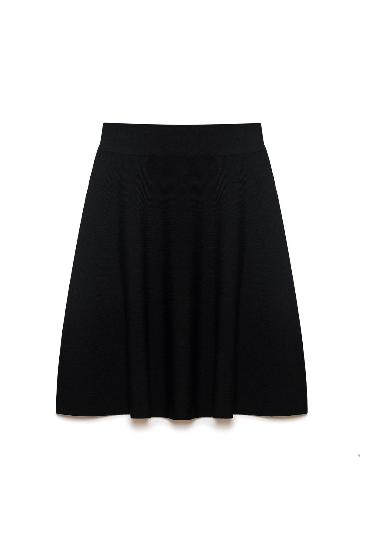 Peraluna Michele Volanlı Mini Triko Etek - Siyah