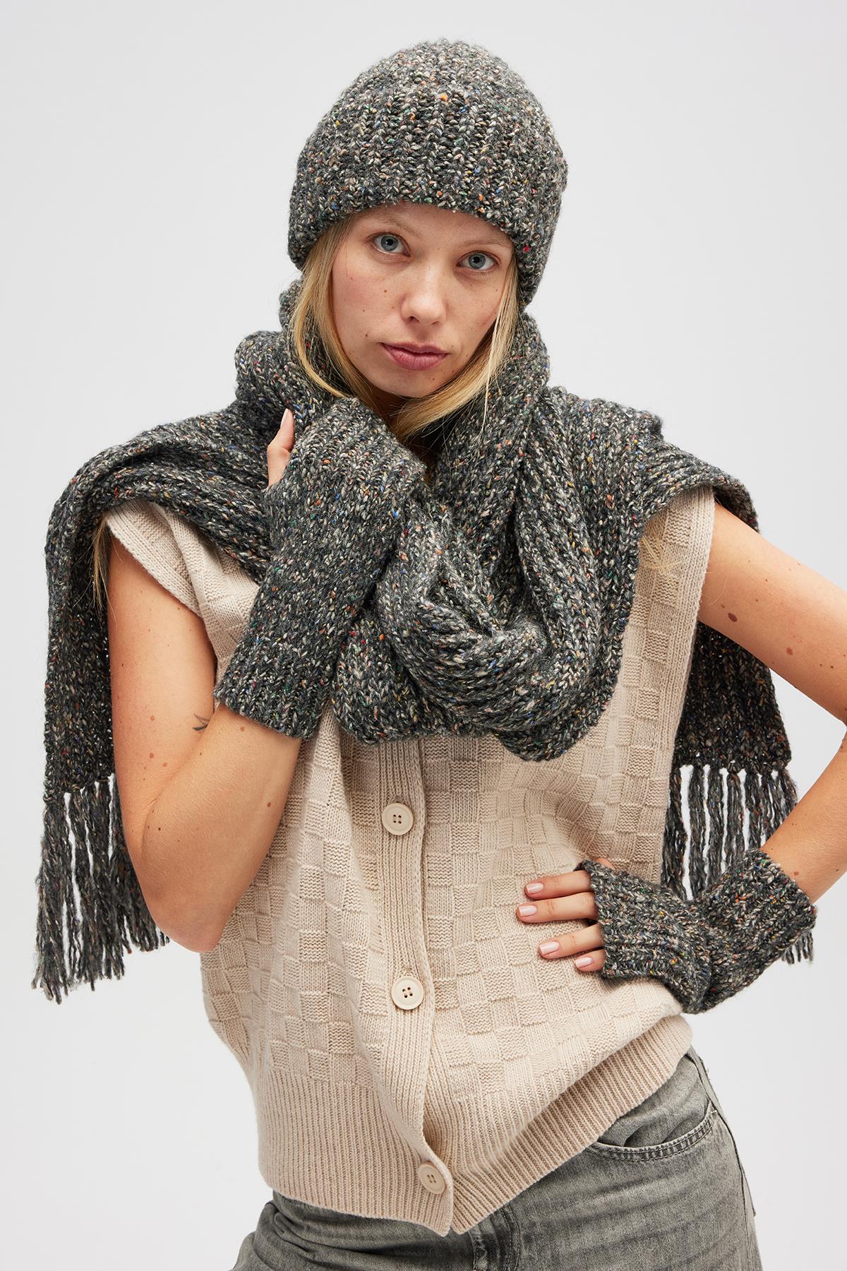 Peraluna Mikado Yumuşak Dokulu Eldiven - Antrasit Melanj