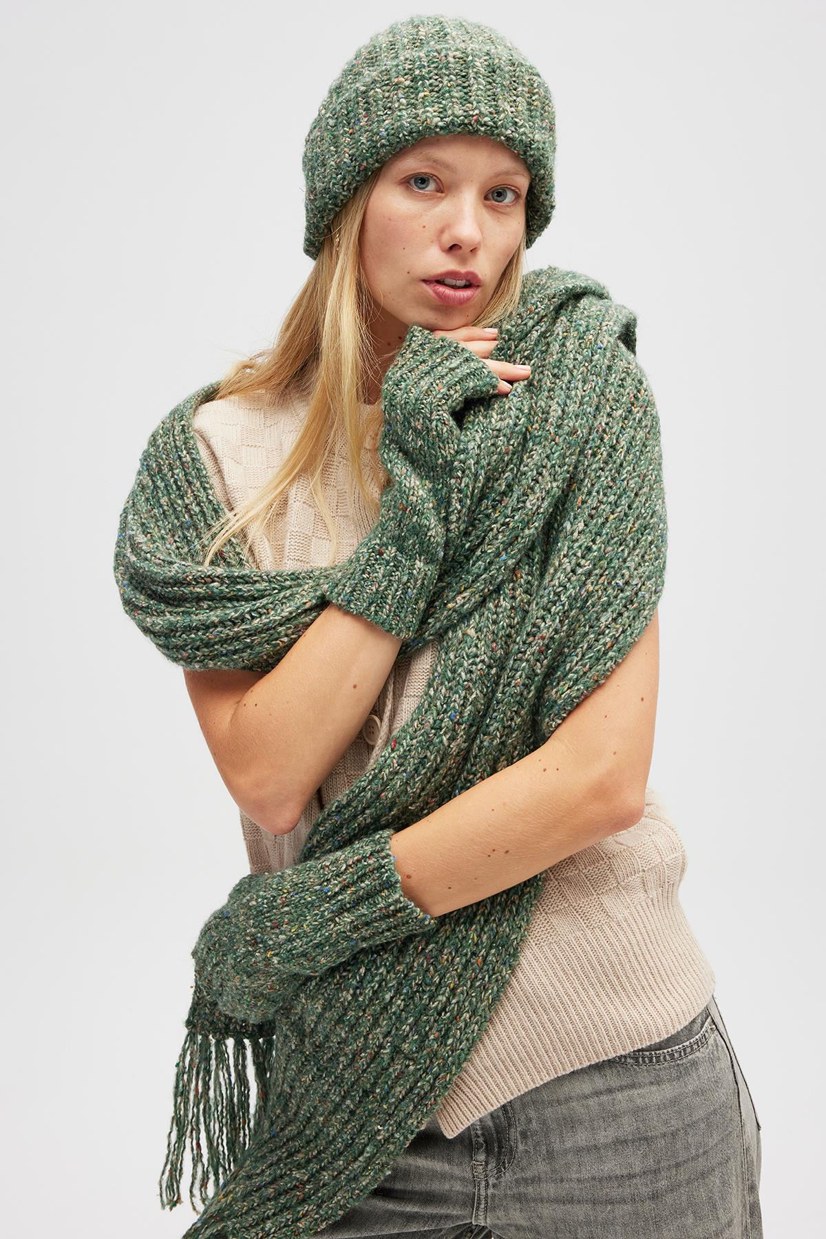 Peraluna Mikado Yumuşak Dokulu Eldiven - Yeşil Melanj