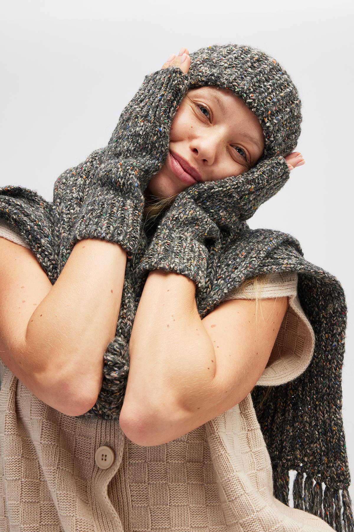 Peraluna Mikado Yumuşak Dokulu Eldiven - Antrasit Melanj