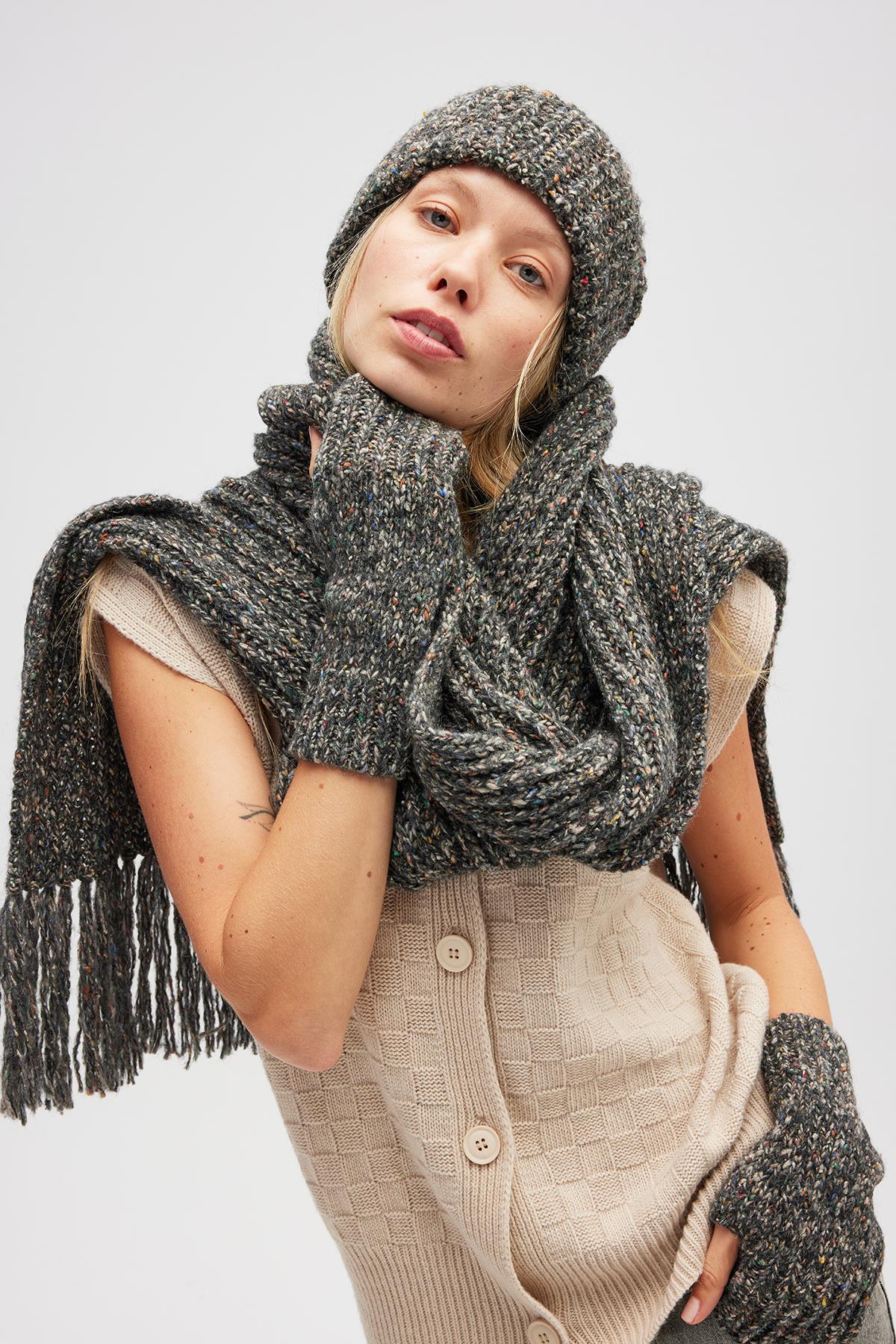 Peraluna Mikado Yumuşak Dokulu Eldiven - Antrasit Melanj