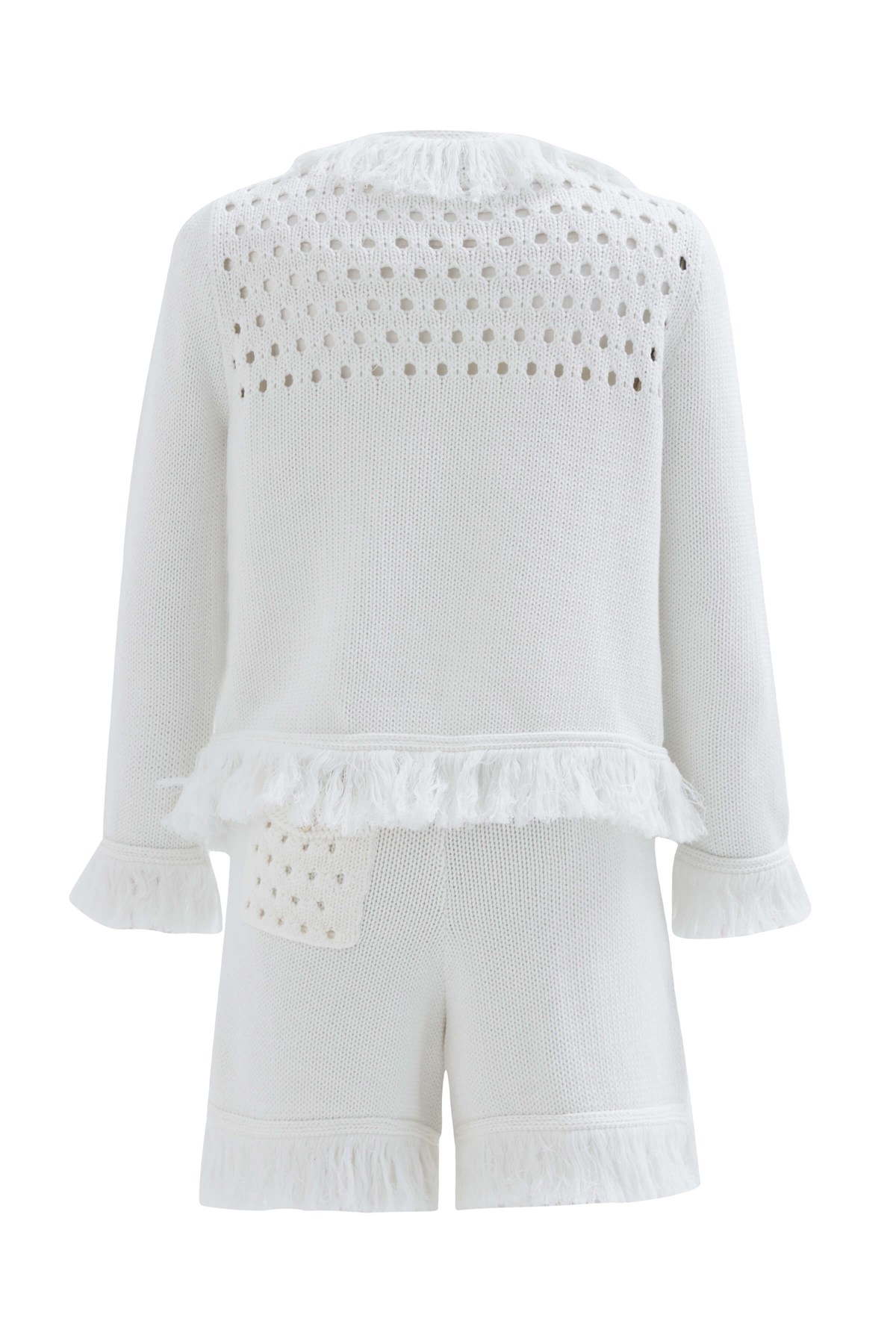 Peraluna MIYOKİ CARDIGAN & SHORT Mevsimlik Pamuklu Kadın Triko Takım Şort Kırık Beyaz