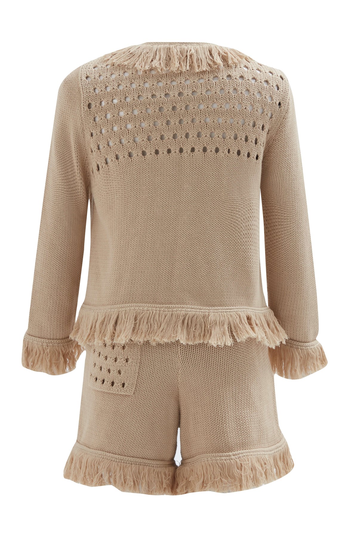 Peraluna MIYOKİ CARDIGAN & SHORT Mevsimlik Pamuklu Kadın Triko Takım Şort Bej