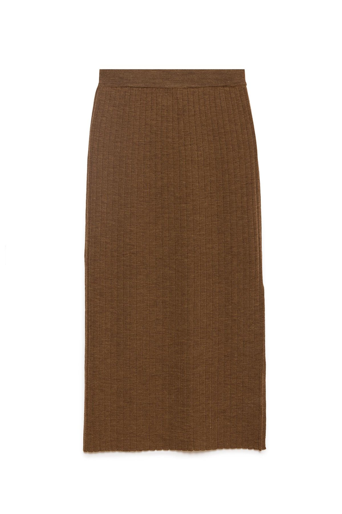 Peraluna Molly Rib Knitted Skirt - Brown Melange
