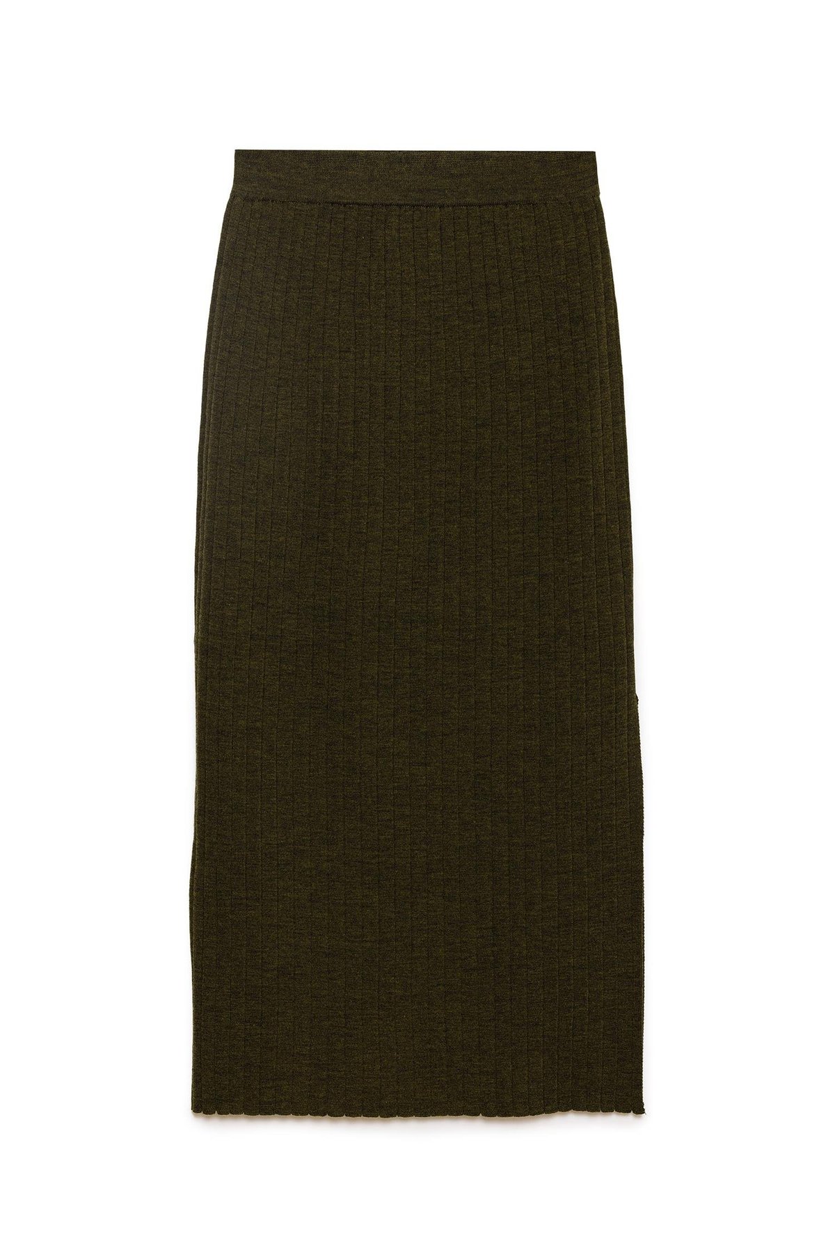 Peraluna Molly Rib Knitted Skirt - Dark Green Melange