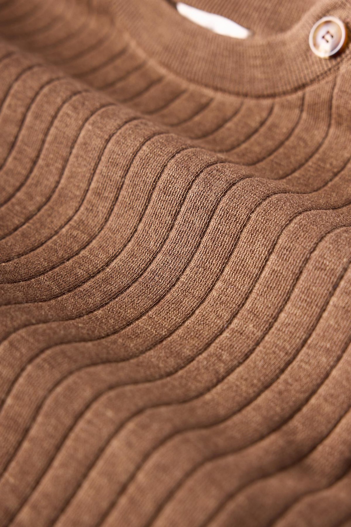 Peraluna Molly Omuzu Düğmeli Kadın Triko Kazak - Kahve Melanj